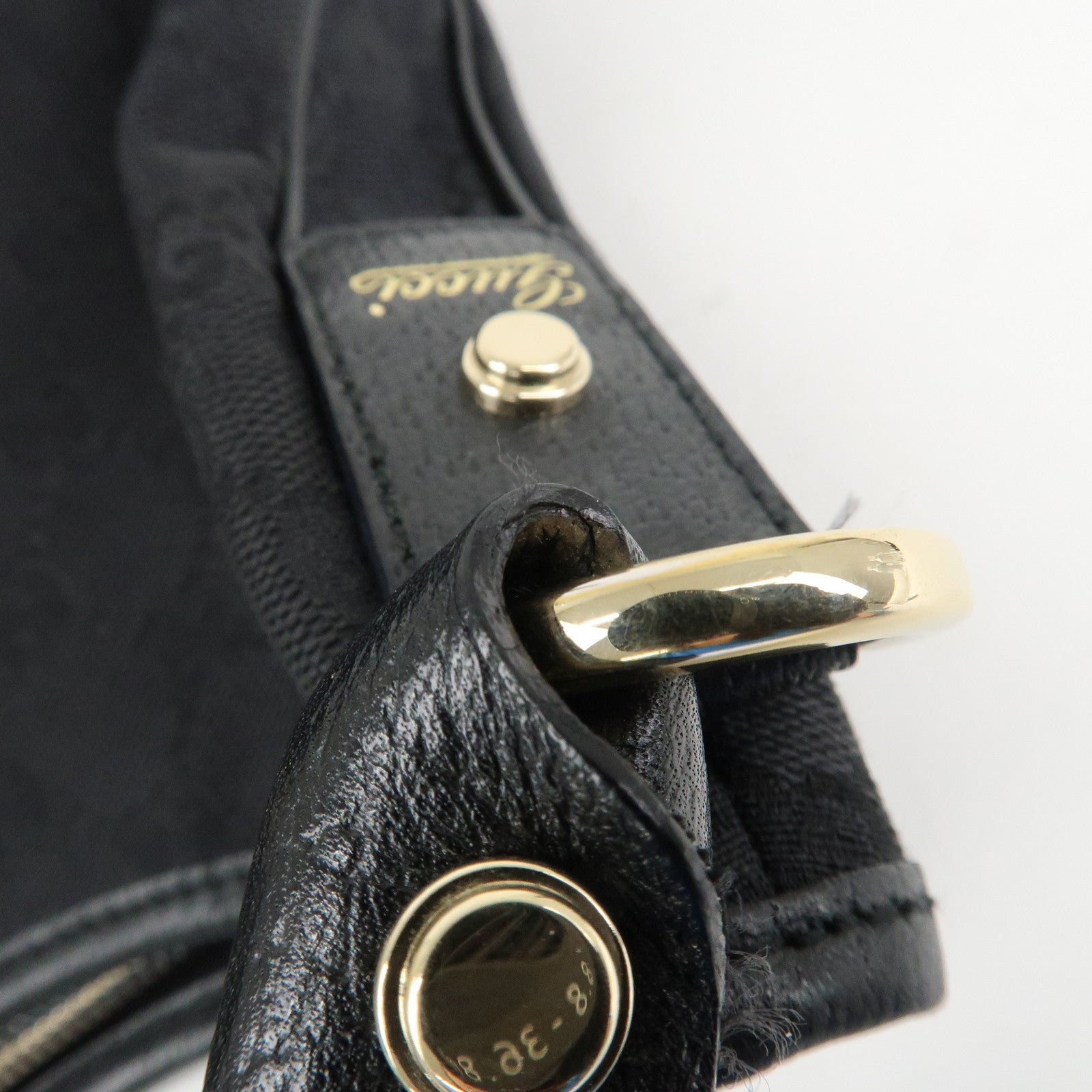 GUCCI Abbey GG Canvas Leather Shoulder Bag Black 130738 Used