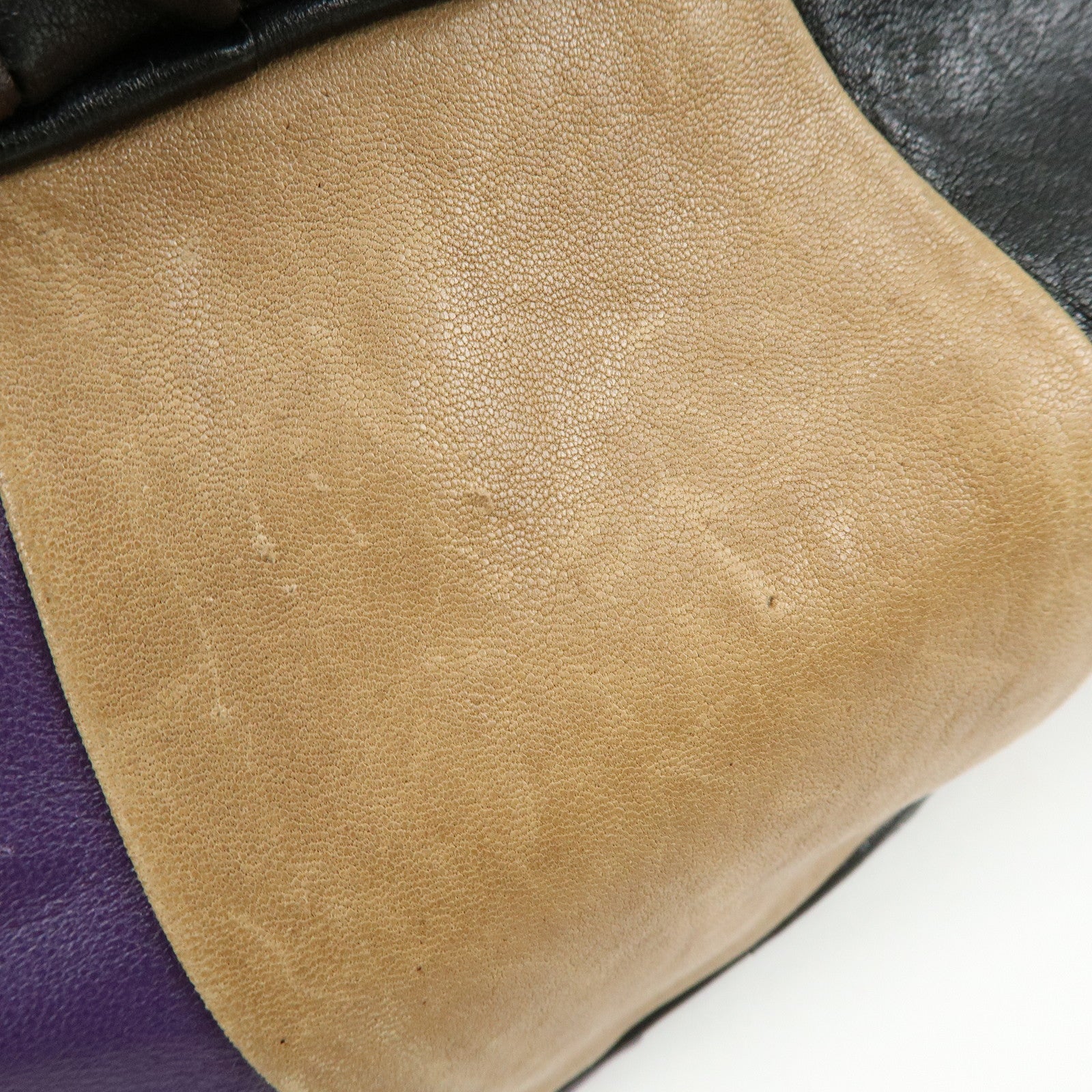 MIU MIU Logo Leather Hand Bag Shoulder Bag Black Purple Green