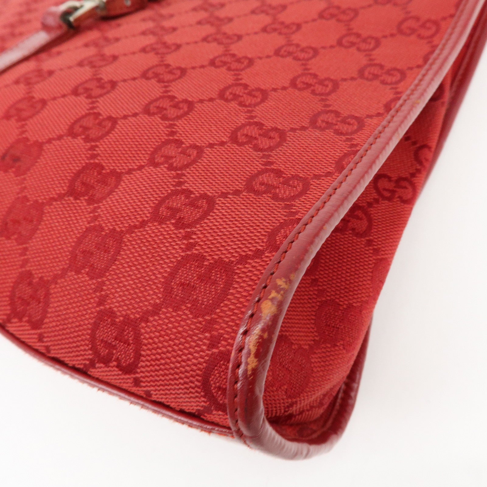 GUCCI Jackie GG Canvas Leather Shoulder Bag Tote Bag Red 002・1073