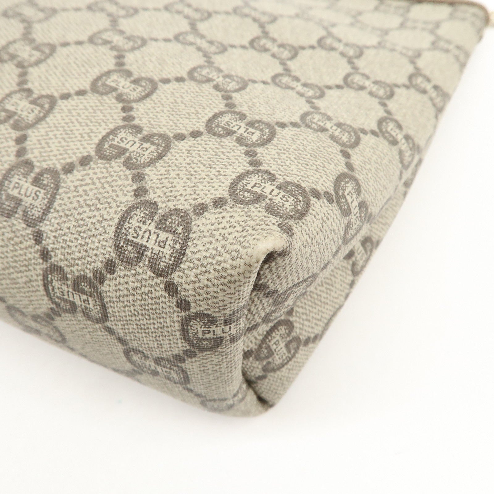 GUCCI GG Plus PVC Leather Clutch Bag Second Bag Beige Brown Used