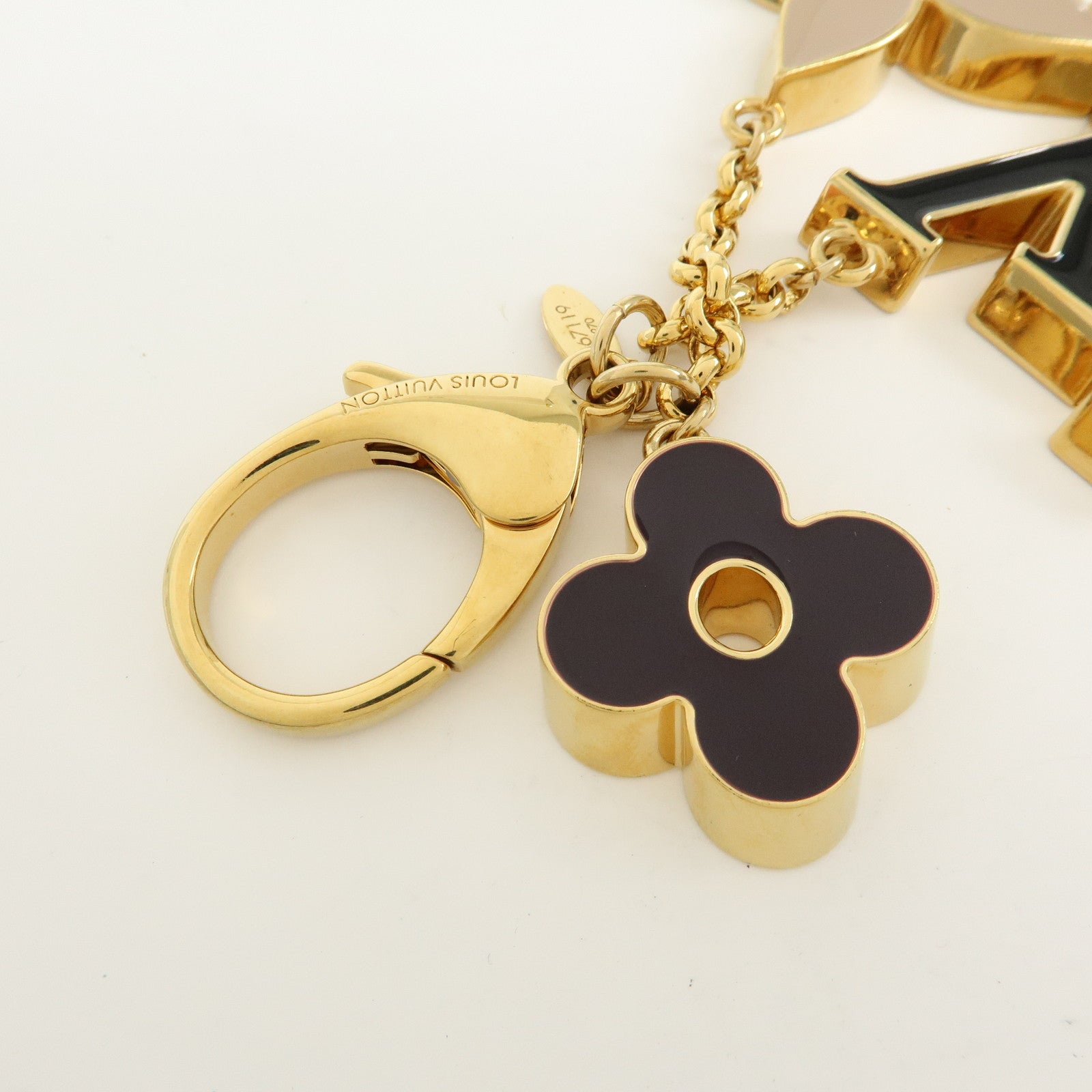 Louis Vuitton Fleur de Monogram Key Chain Bag Charm Gold M67119
