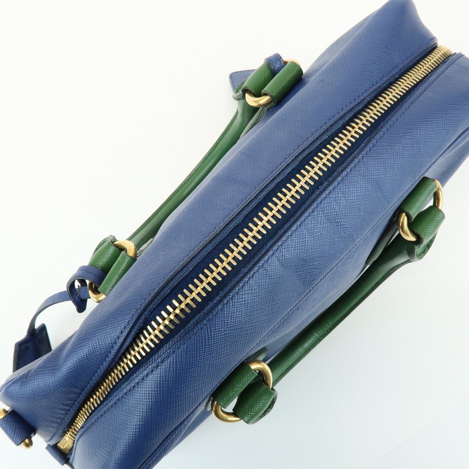 PRADA Triangle Logo 2Way Bag Hand Bag Shoulder Bag Blue Green