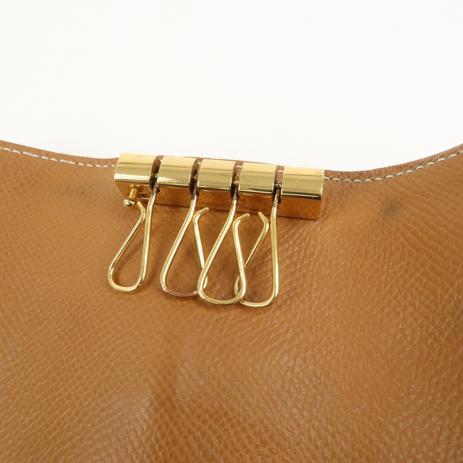 HERMES Logo Veau Epsom Leather Bearn Key Case Key Holder Z Stamped