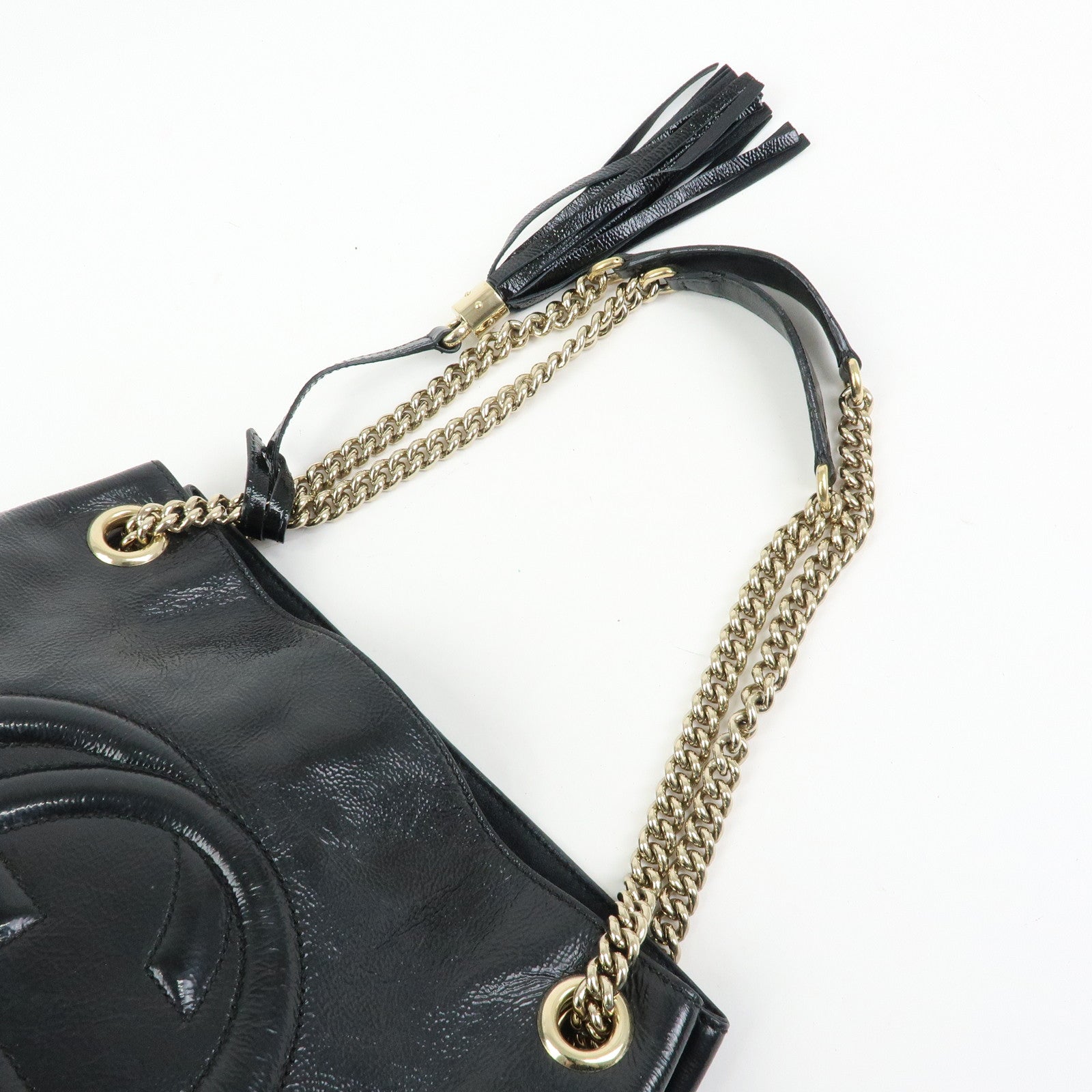GUCCI SOHO Interlocking G Patent Leather Chain Shoulder Bag 308982