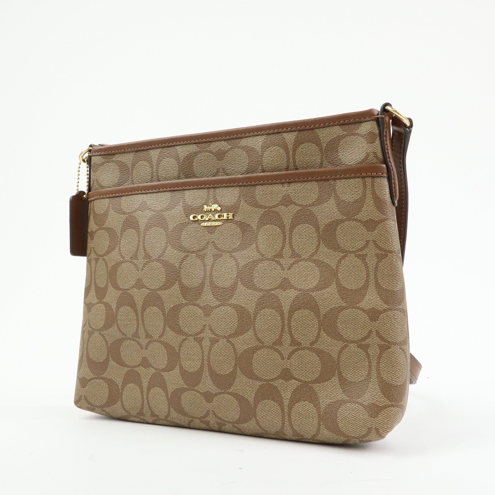 COACH Signature PVC Leather Shoulder Bag Crossbody Bag Brown