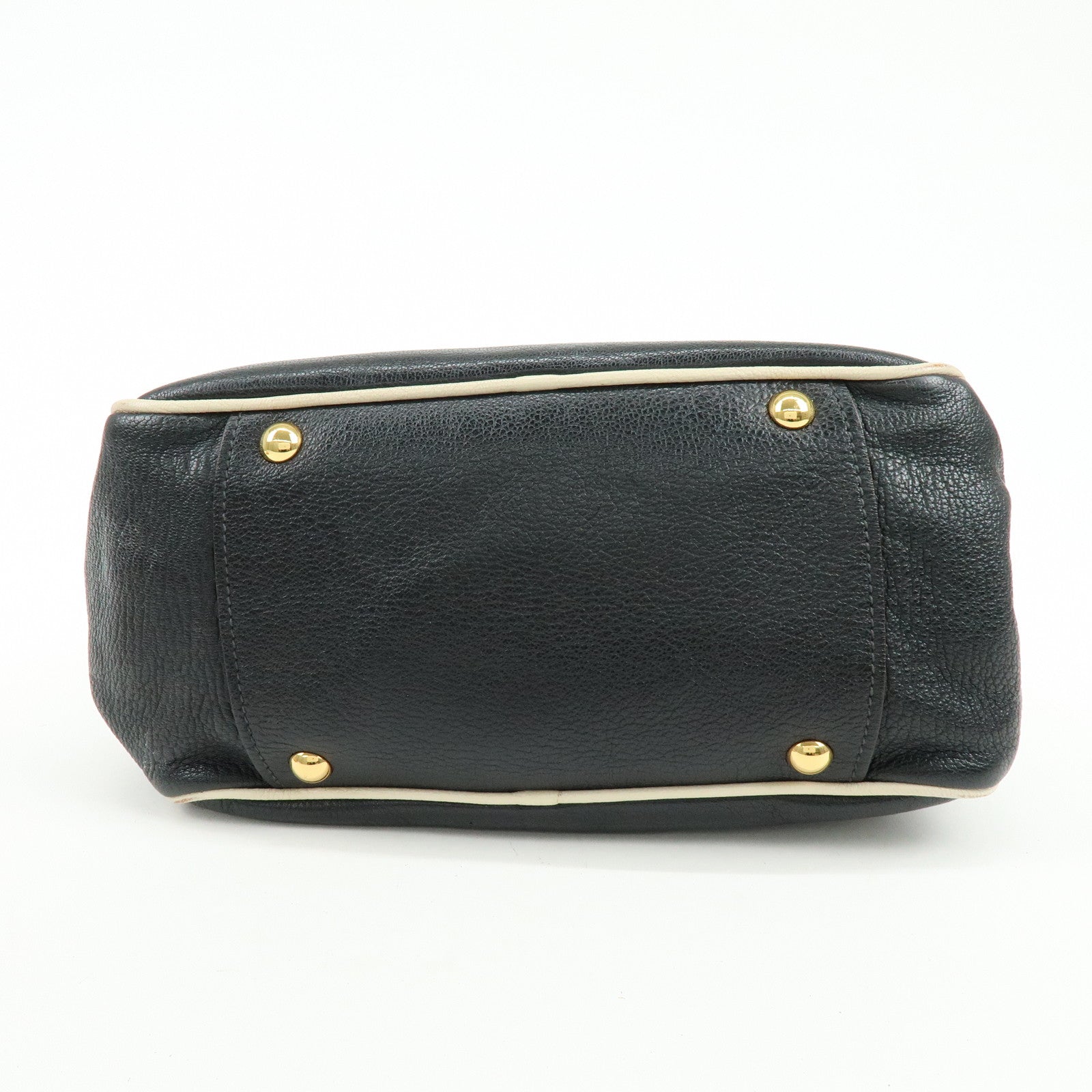 MIU MIU Logo Madras Leather 2Way Bag Hand Bag Shoulder Bag Black