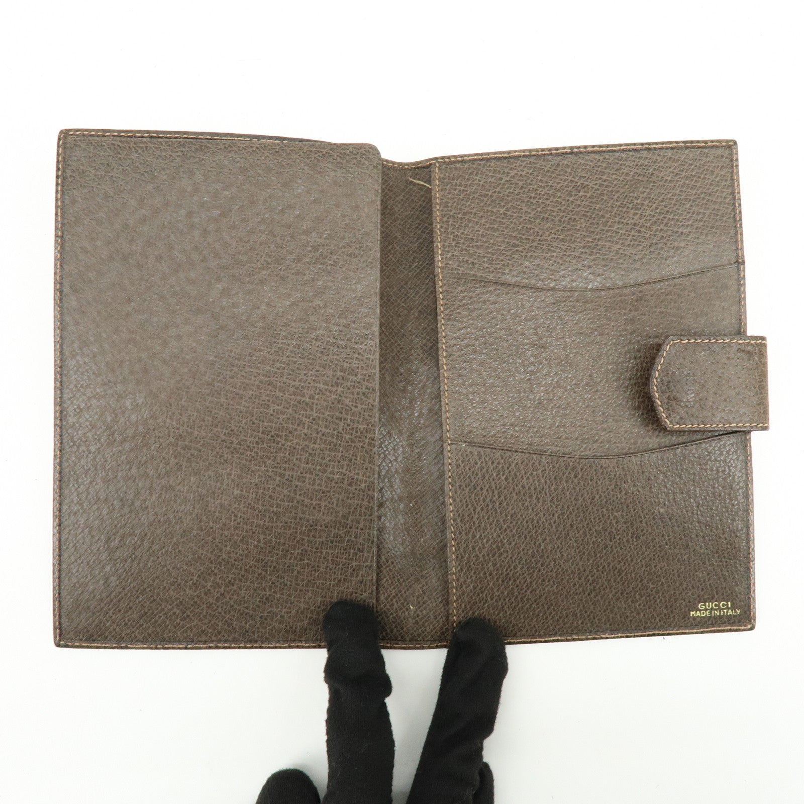 GUCCI Sherry Leather Agenda Cover Planner Cover Passport Case Brown