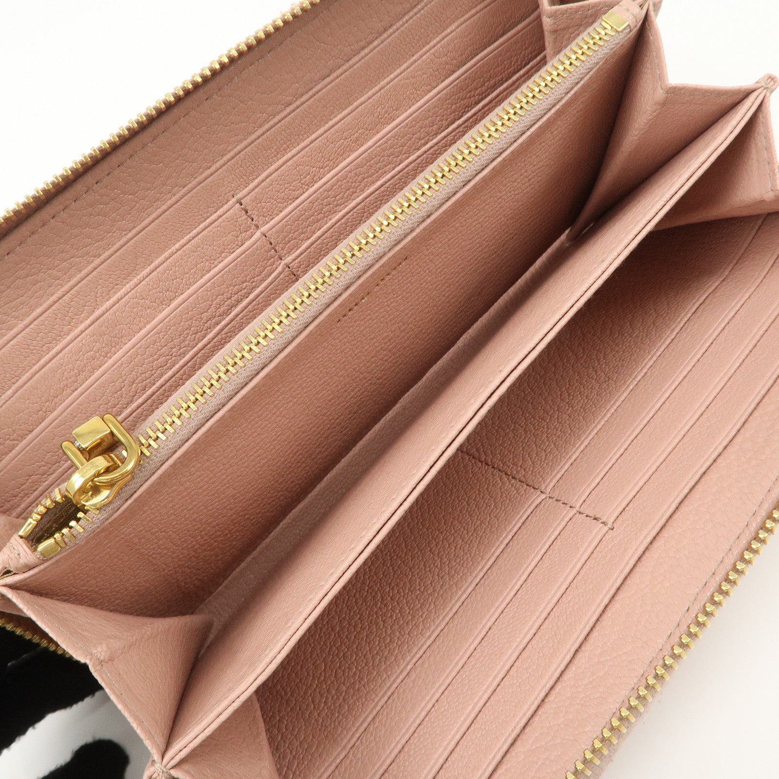 MIU MIU Leather Zip Around Wallet Zippy Wallet Long Wallet Pink 5ML506 Used