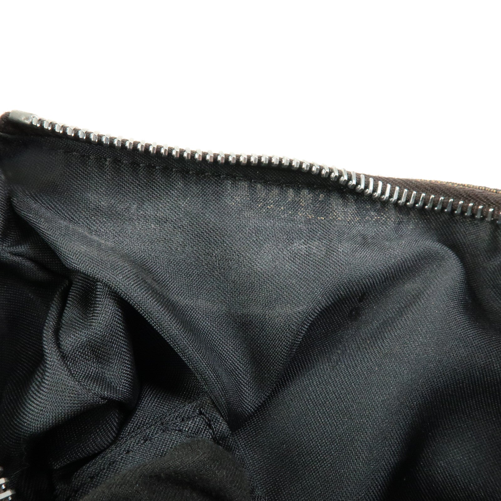 FENDI Canvas Leather Shoulder Bag Leopard Brown Black 8BR248