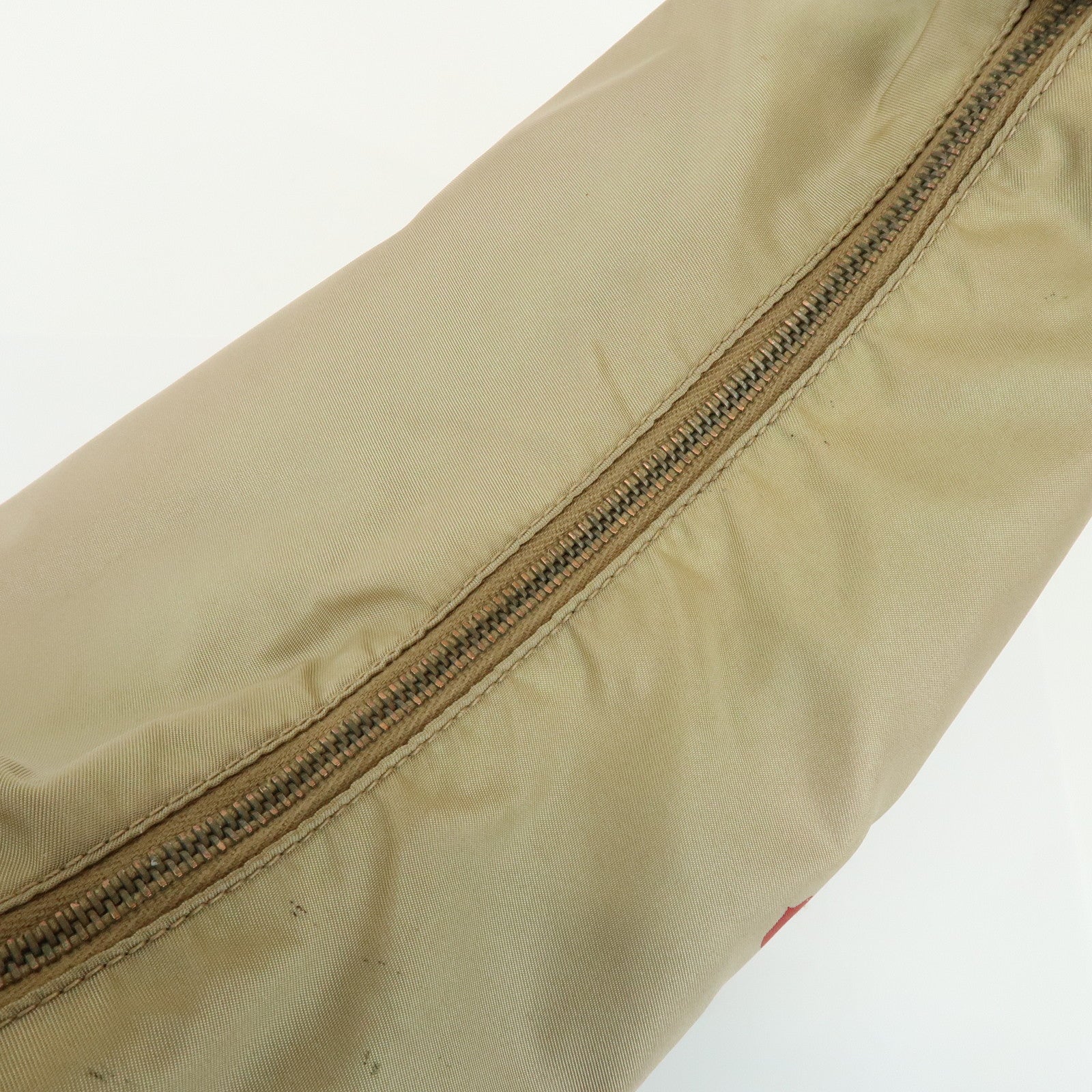 PRADA Logo Nylon Leather Shoulder Bag Hand Bag Beige BR3315