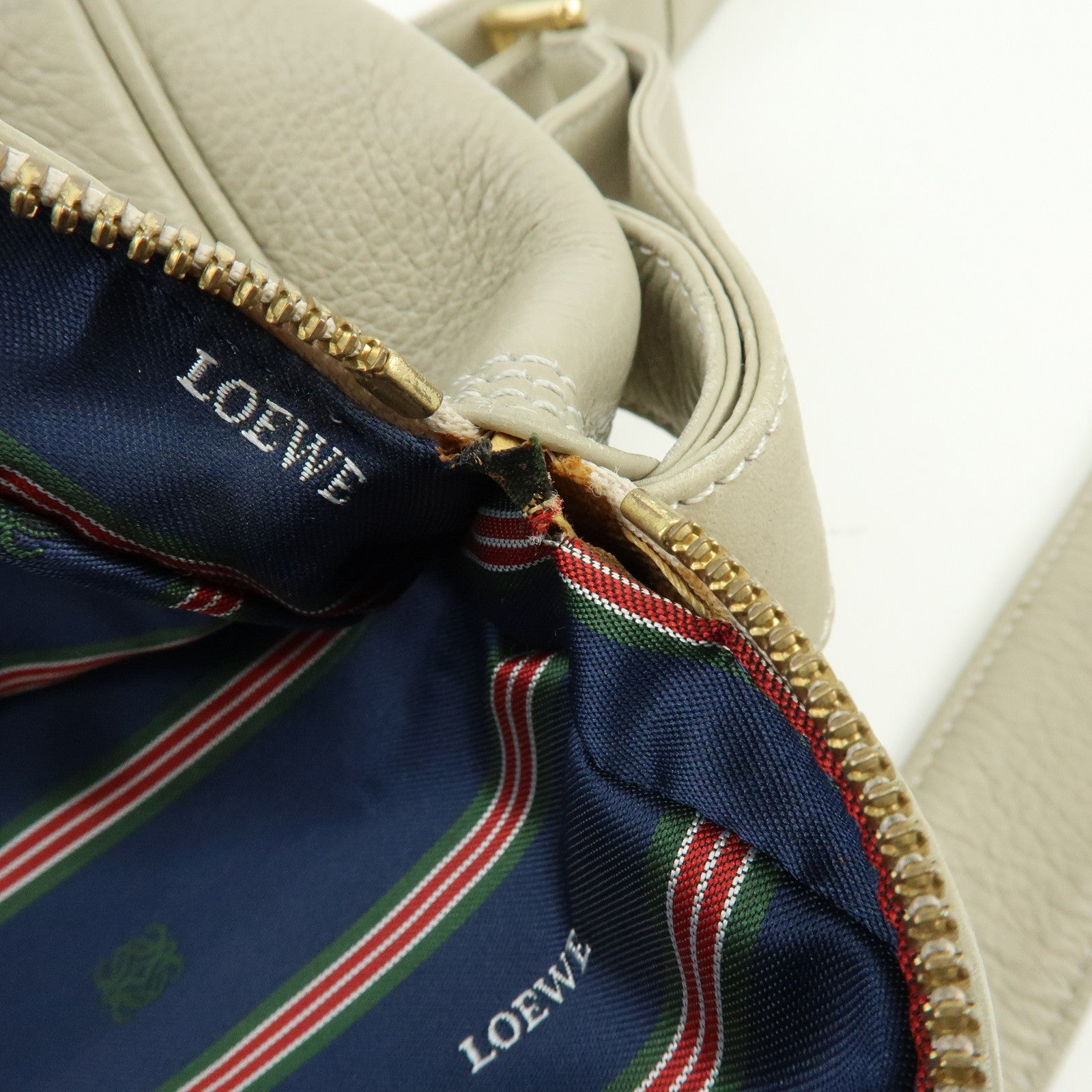 LOEWE Anagram Leather Shoulder Bag Crossbody Bag Ivory