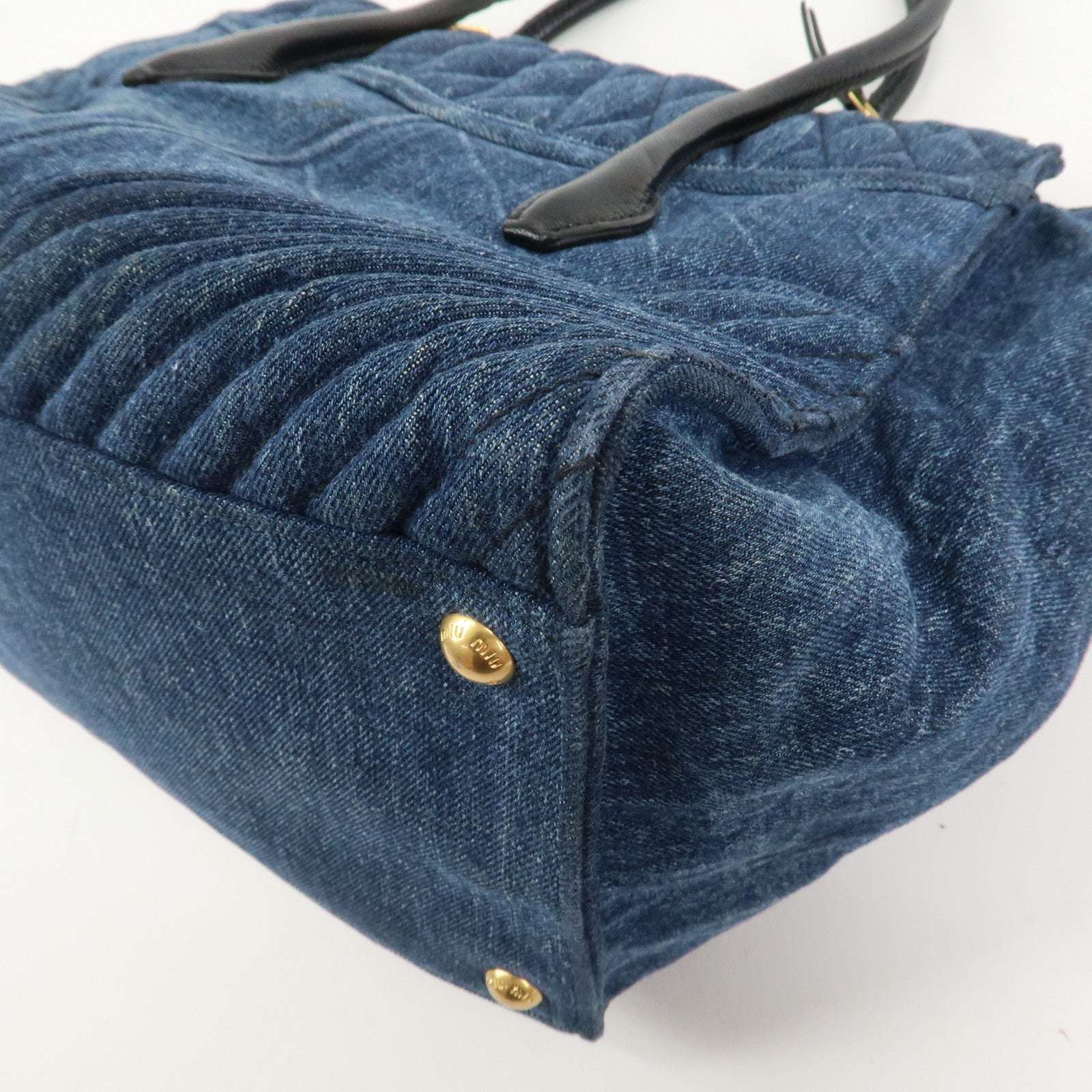 MIU MIU Biker Denim 2Way Tote Bag Hand Bag Shoulder Bag Blue RN1031