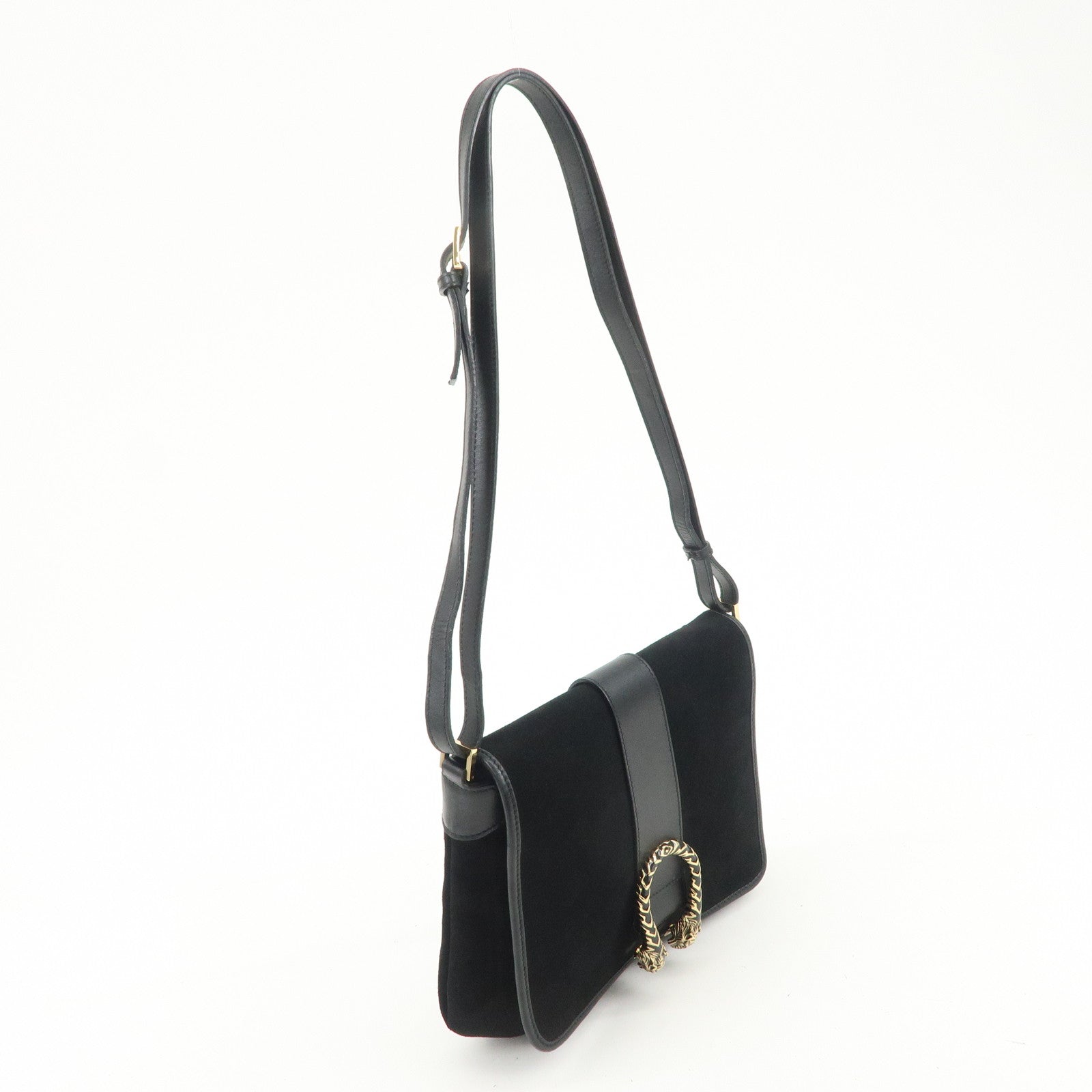GUCCI Dionysus Suede Leather Shoulder Bag Black 001 4064