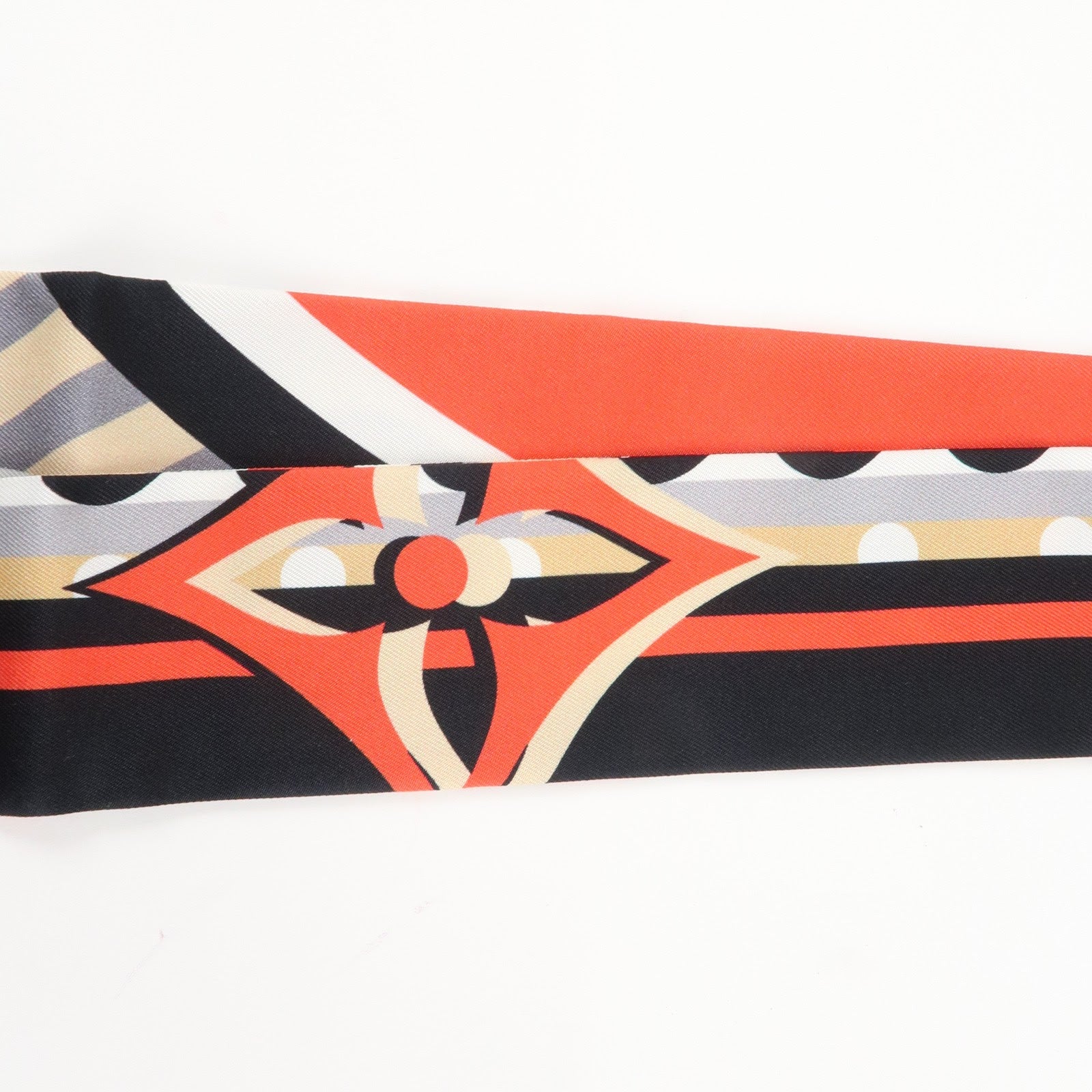 Louis Vuitton Monogram Bandeau BB Silk100% Scarf Black Red Beige M76187 Used