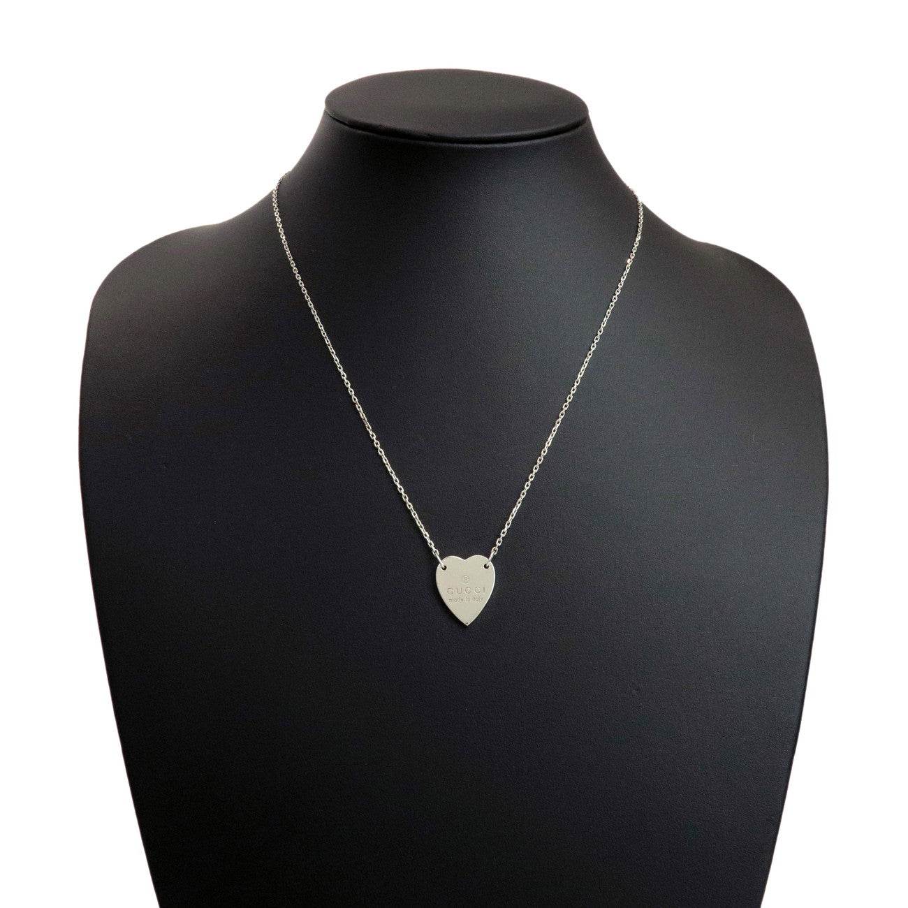 GUCCI Heart Plate Necklace SV925 Silver 223512