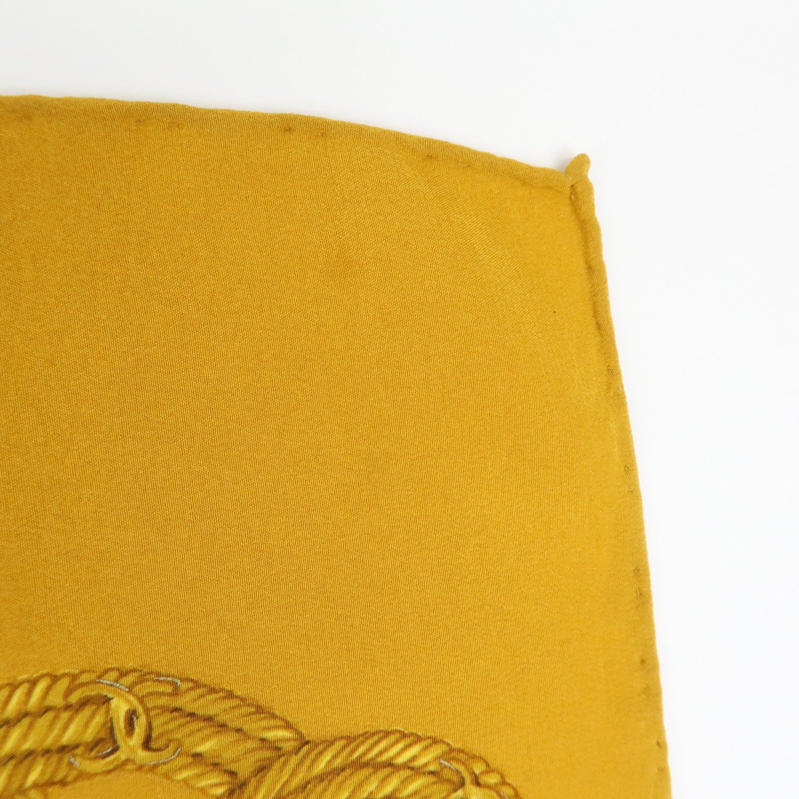 CHANEL Silk 100% Scarf Flower Motif Gold