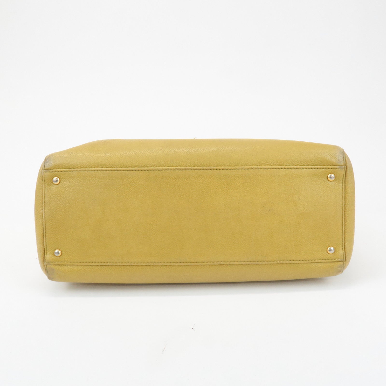 CHANEL COCO Mark Caviarskin Chain Shoulder Bag Yellow