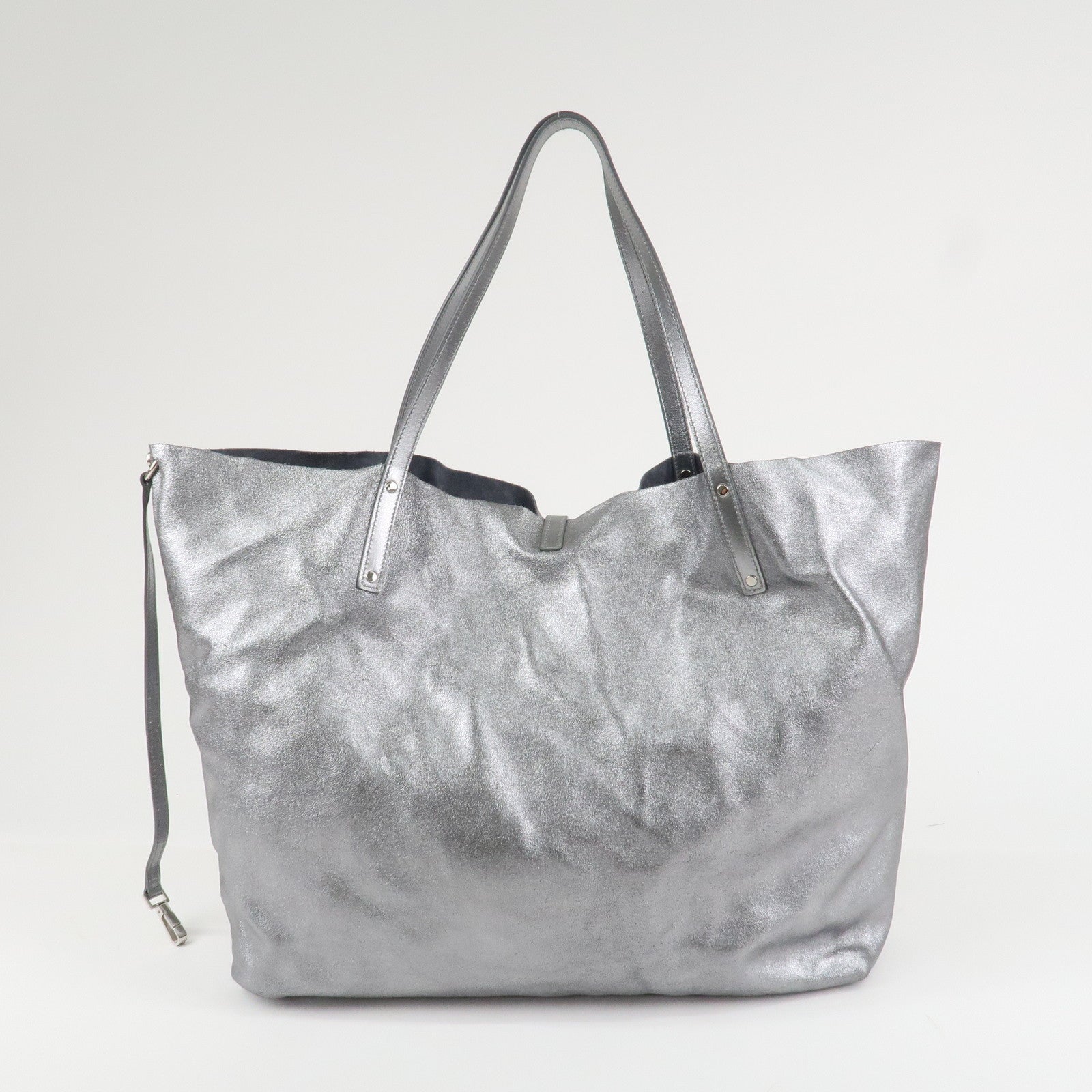 Tiffany&Co. Leather Reversible Tote Bag Sliver Used