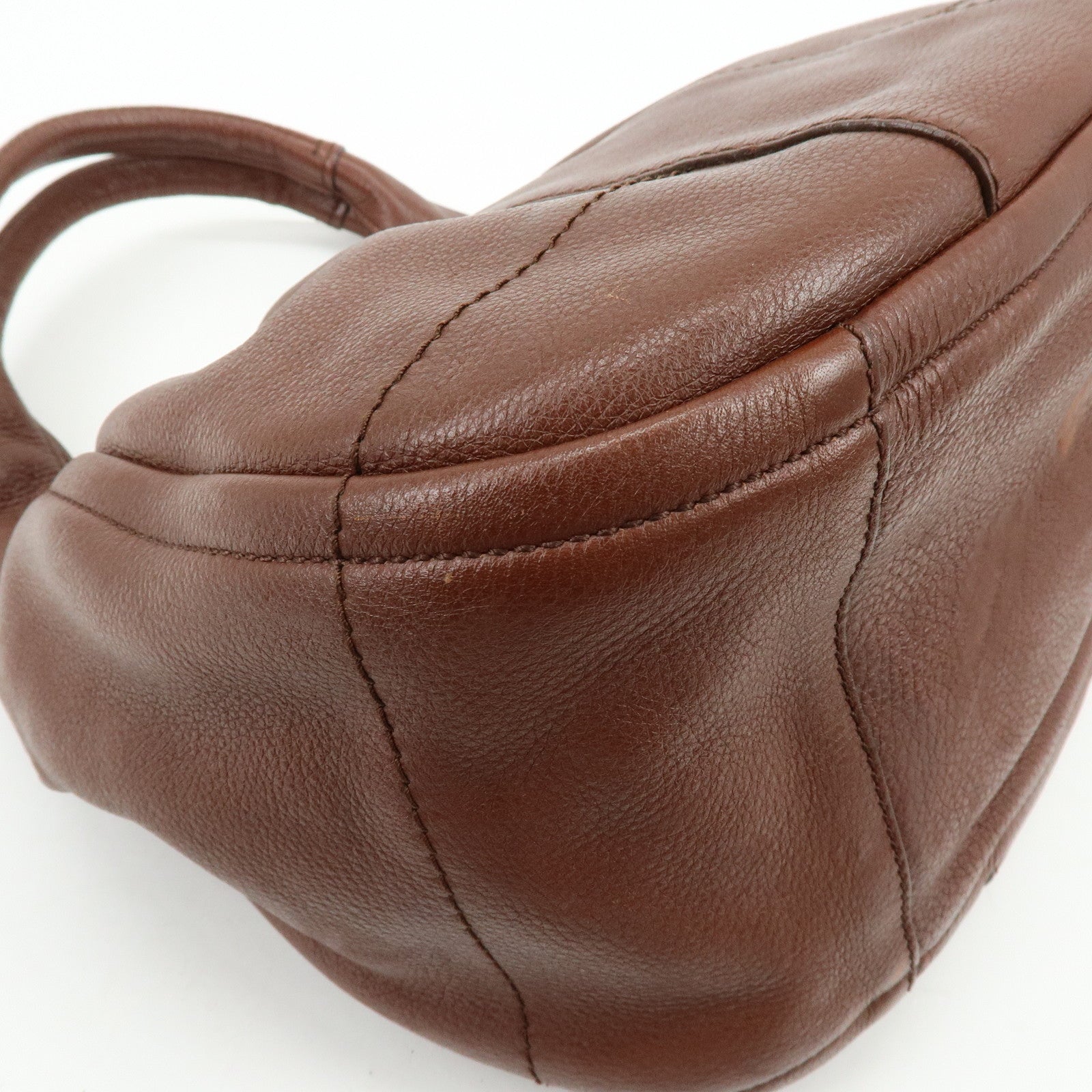 Ferragamo Gancini Leather Shoulder Bag Hand Bag Brown