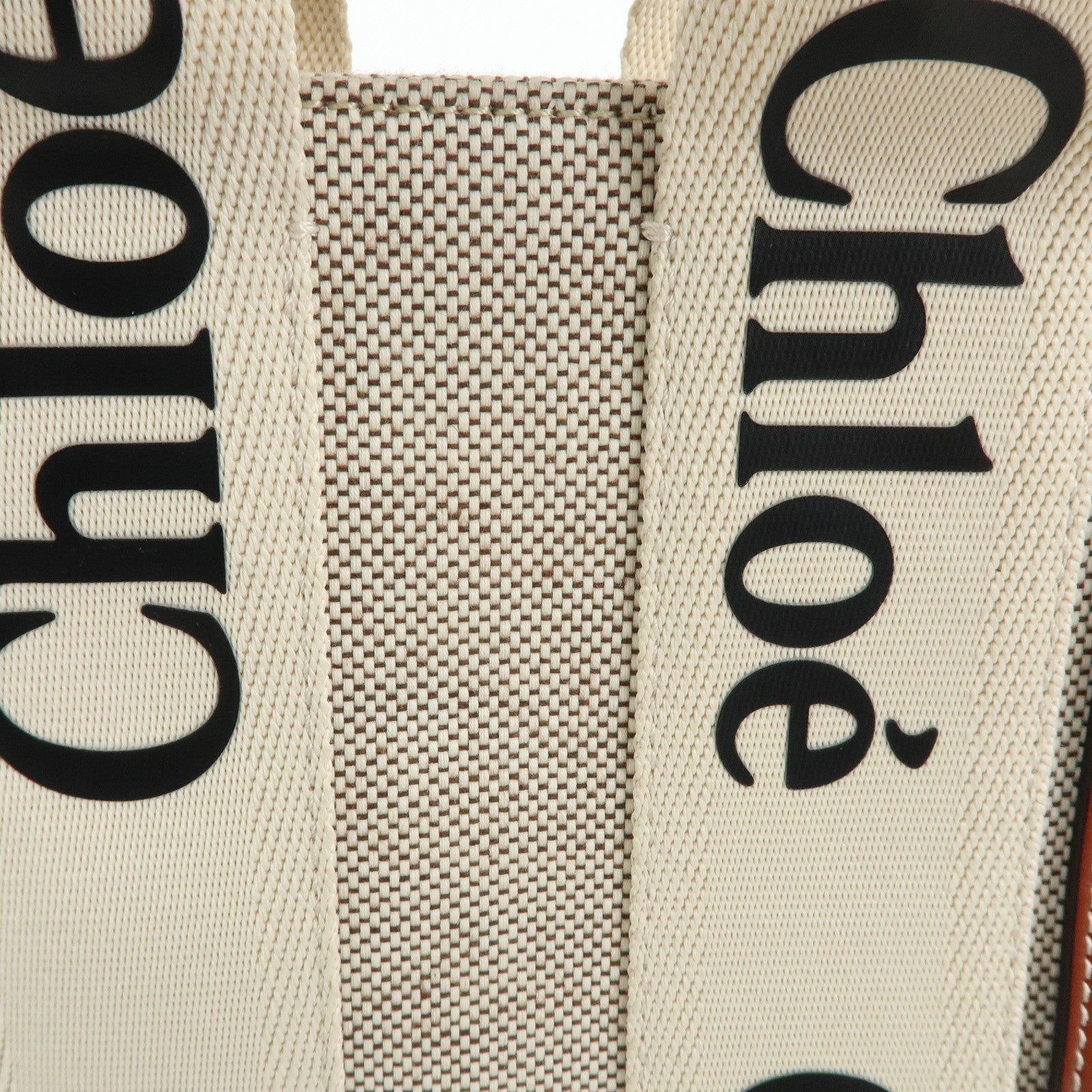 Chloe Woody Canvas Leather 2Way Bag Shoulder Bag Natural Brown