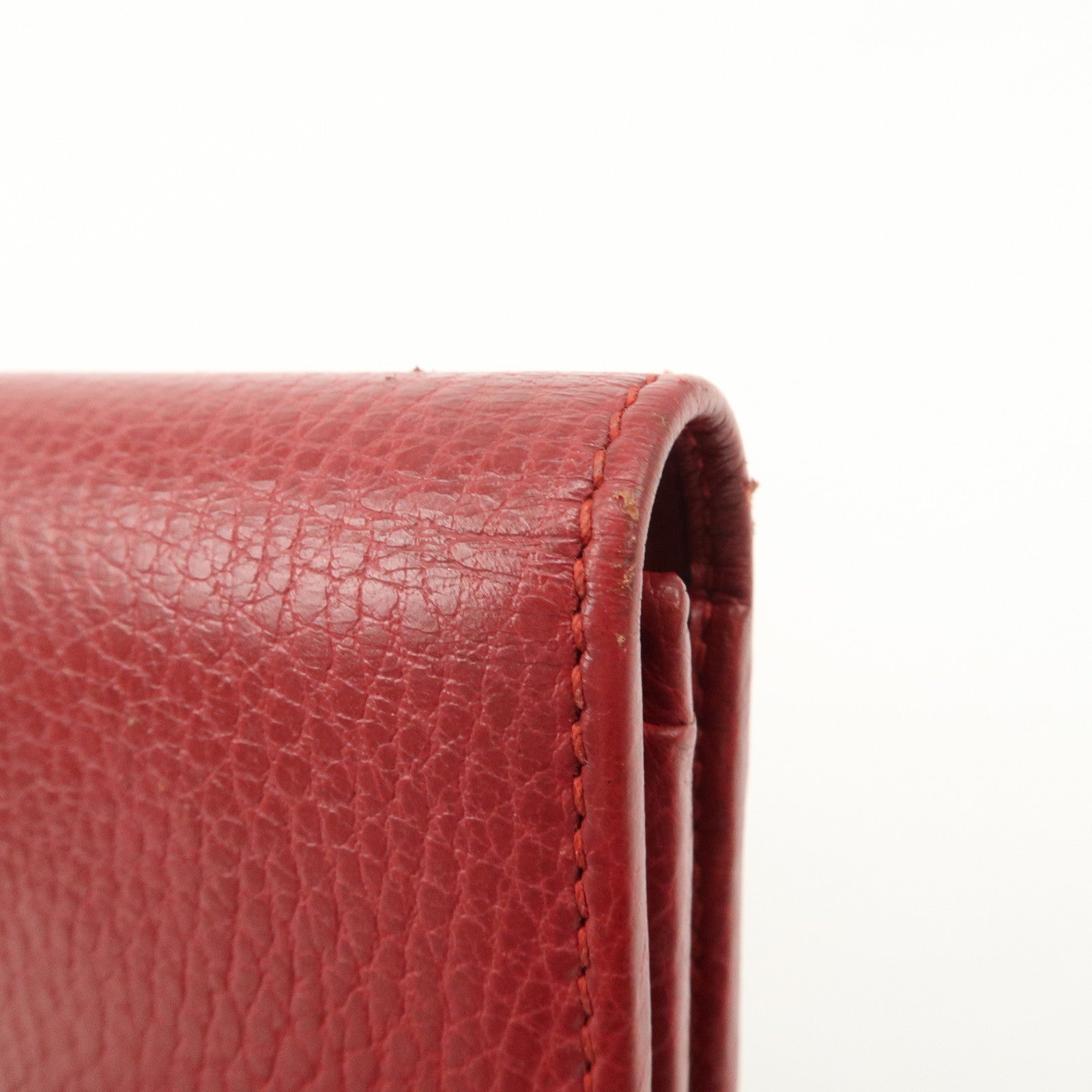 GUCCI GG Marmont Leather Continental Long Wallet Red 456116 Used