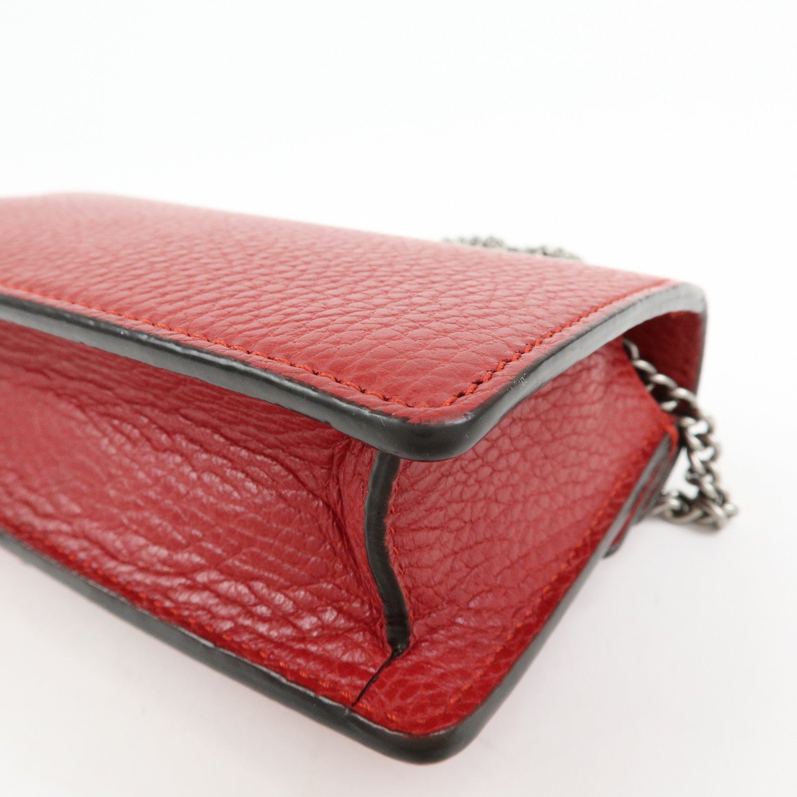 GUCCI Dionysus Super Mini Bag Leather Chain Shoulder Bag Red 476432