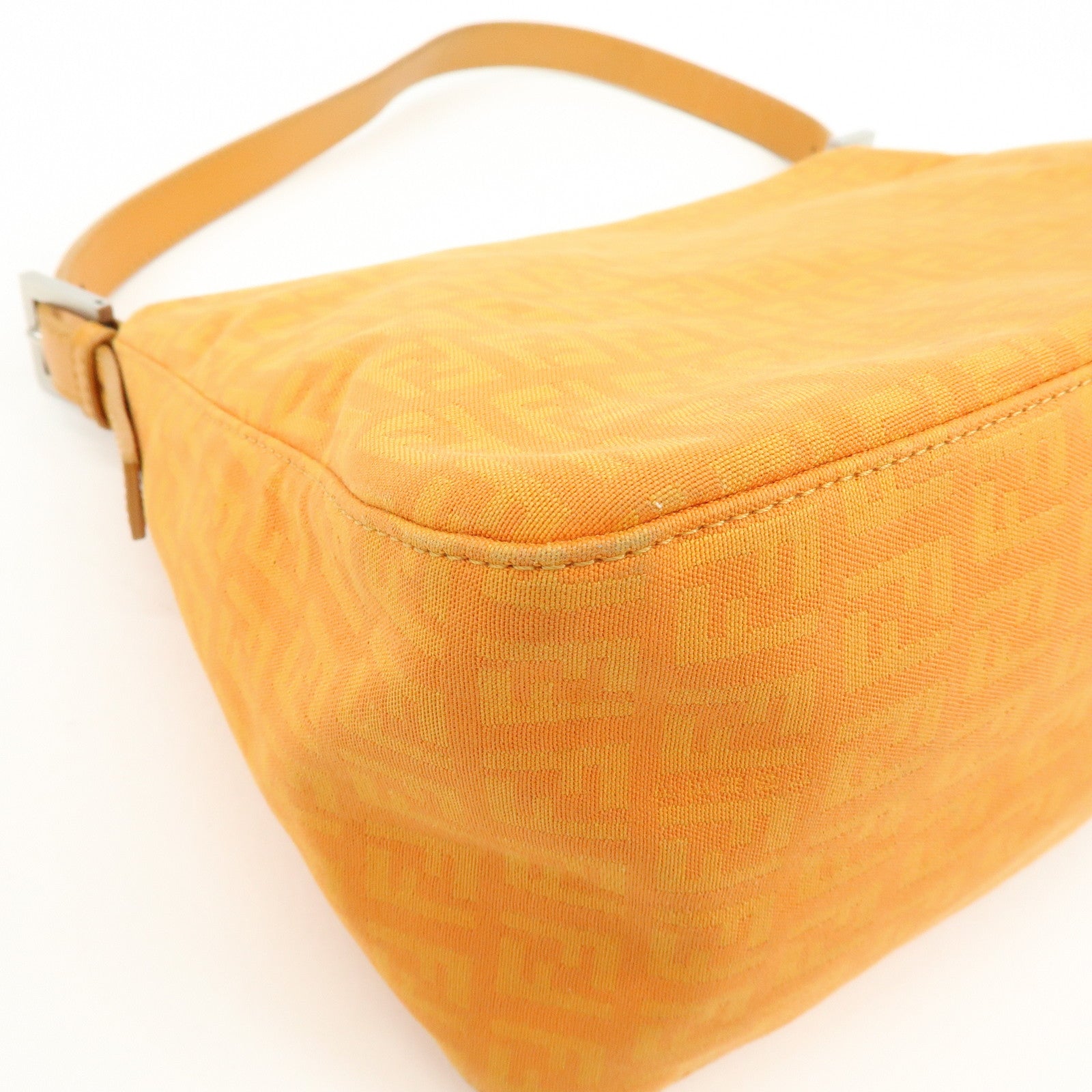 FENDI Mamma Baguette Zucchino Canvas Leather Shoulder Bag 8BR001