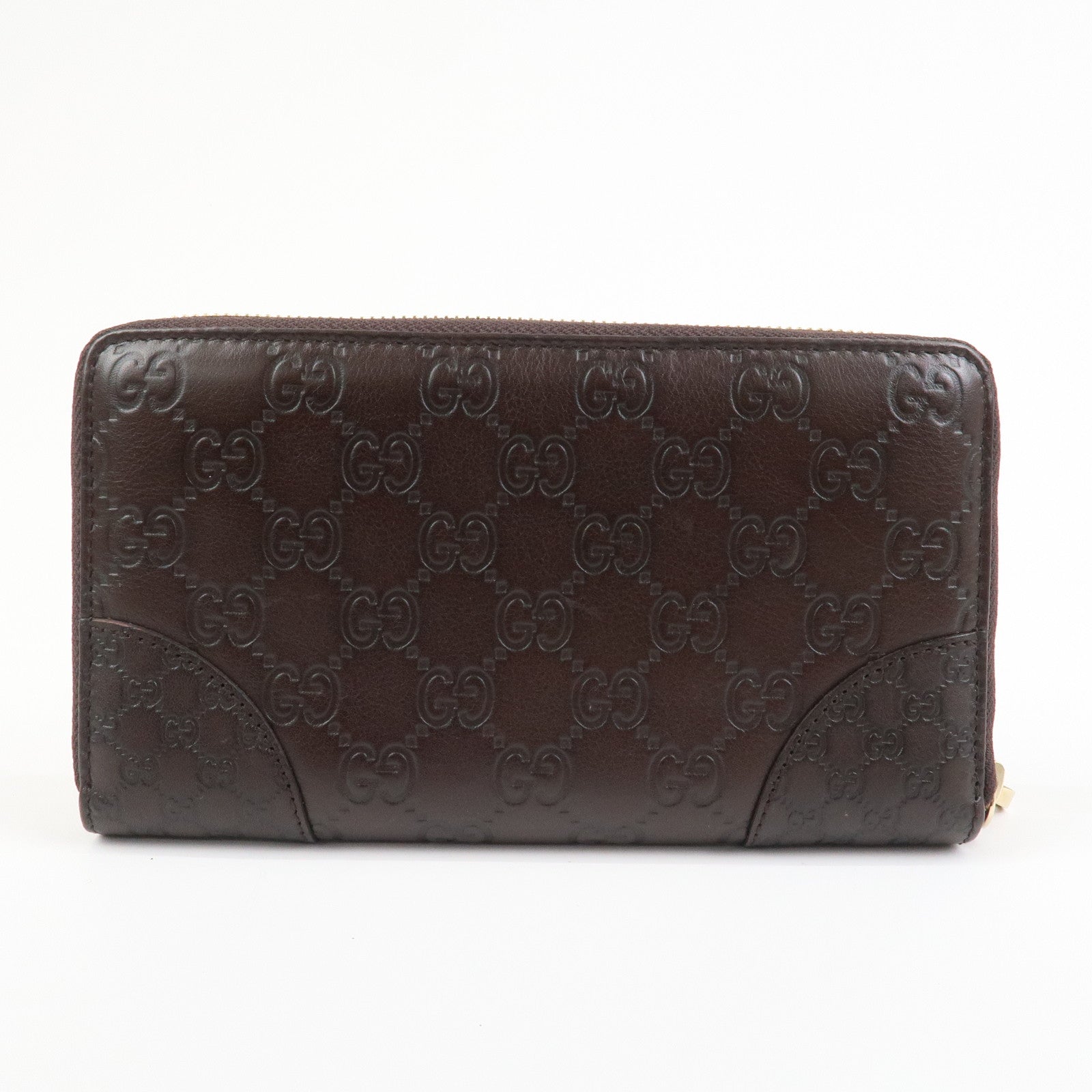 GUCCI Guccissima Interlocking G Round Zippy Wallet Brown 323397