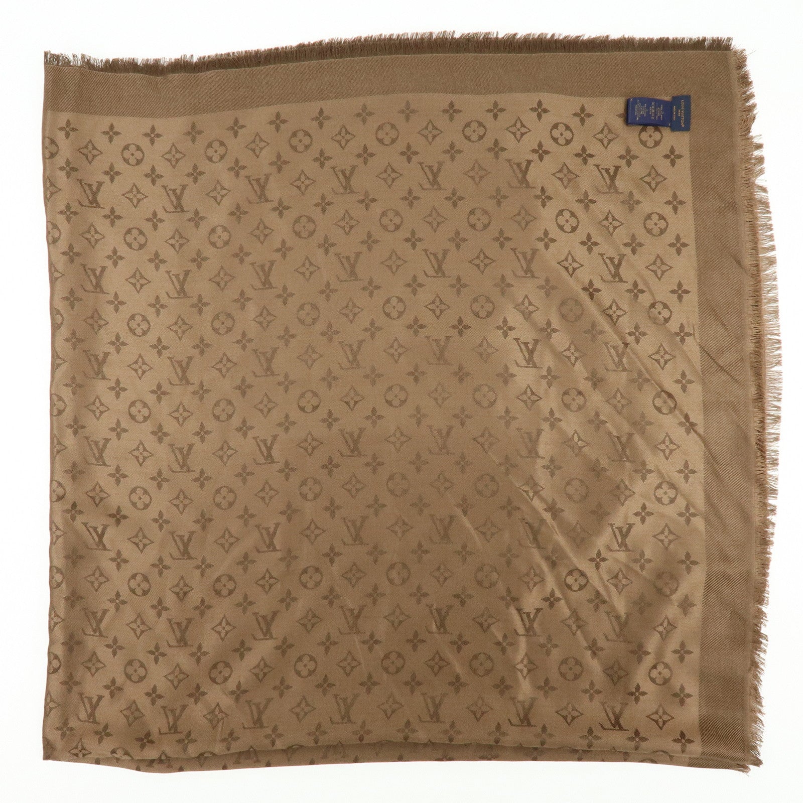 Louis Vuitton Monogram Shine Silk Wool Scarf Brown M77357