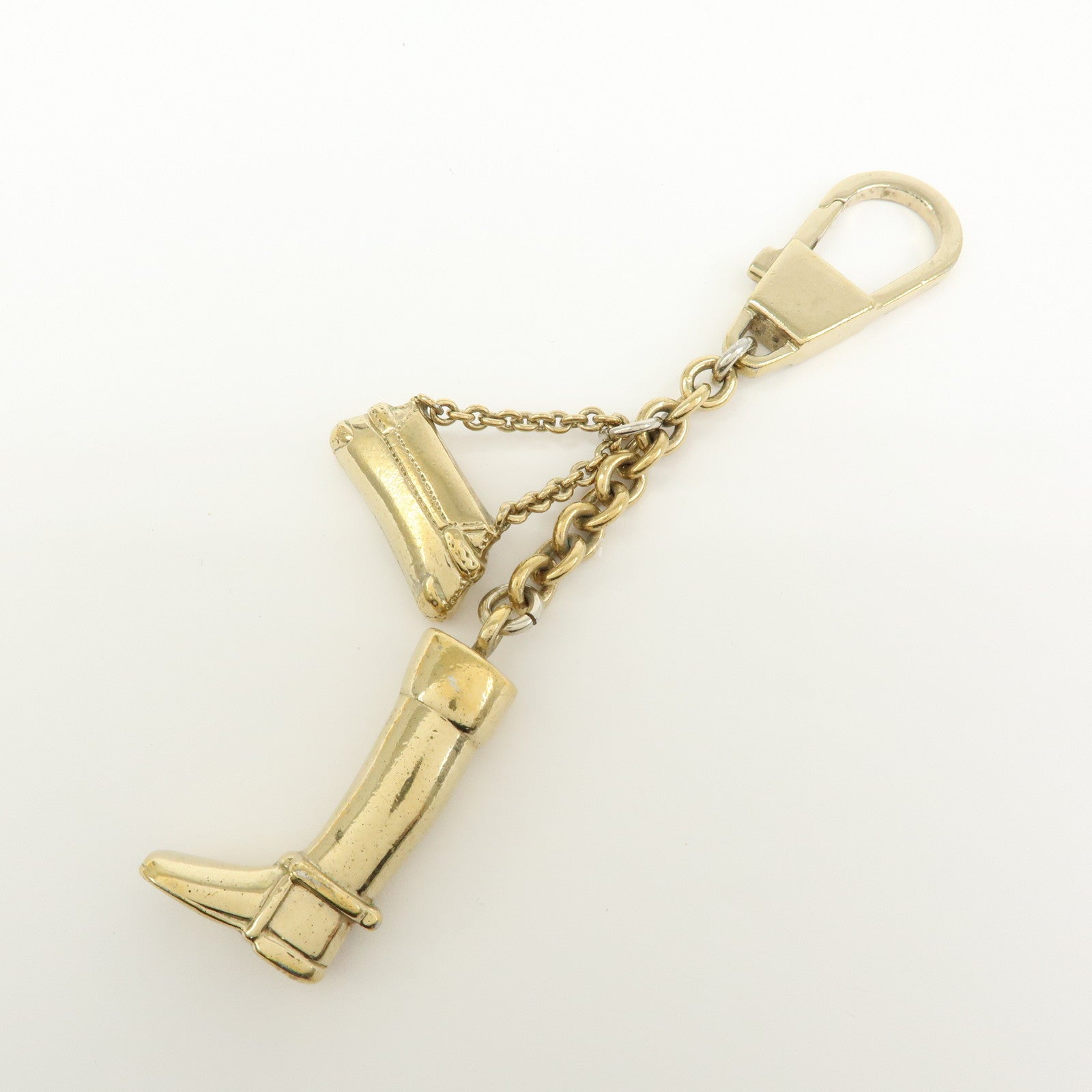 GUCCI Metal Bag Charm Key Charm Boot Bag Motif Gold