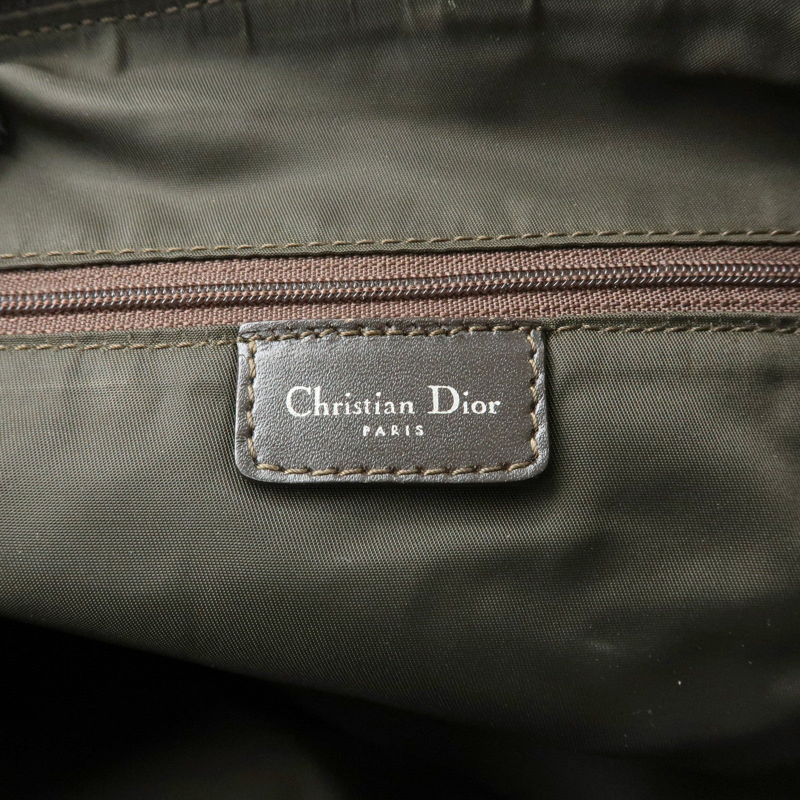 Christian Dior Trotter Jacquard Leather Shoulder Bag Brown