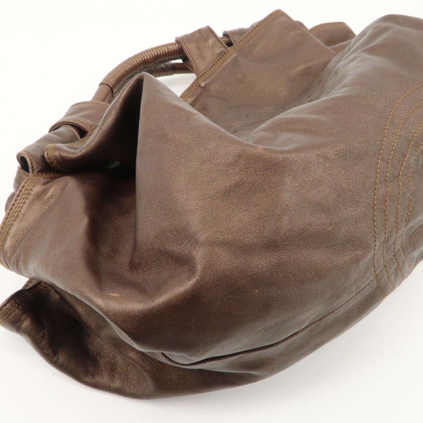 LOEWE Anagram Leather Nappa Aire Hand Bag Tote Bag Brown Used