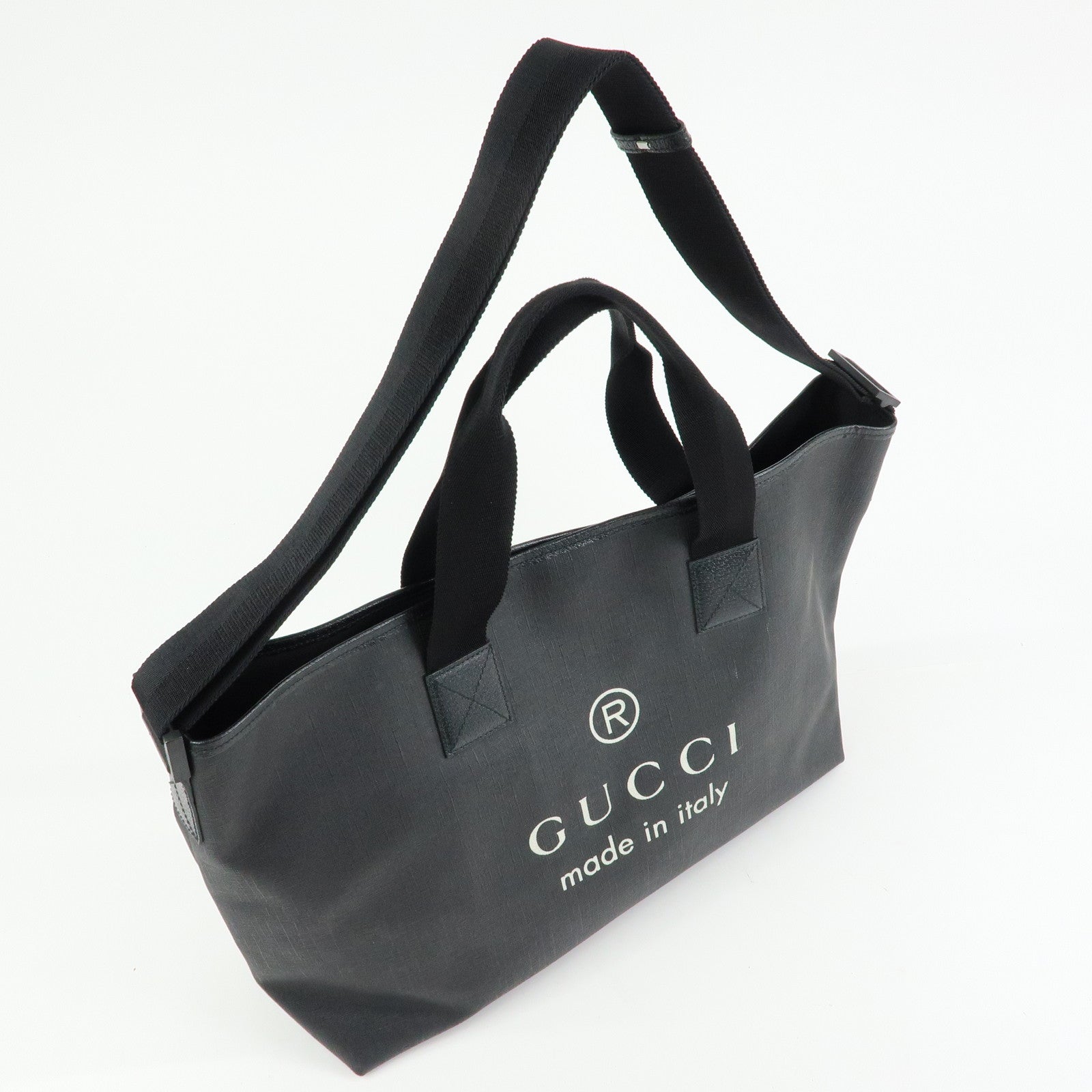 GUCCI PVC Leather 2Way Bag Shopping Bag Tote Bag Black 231860