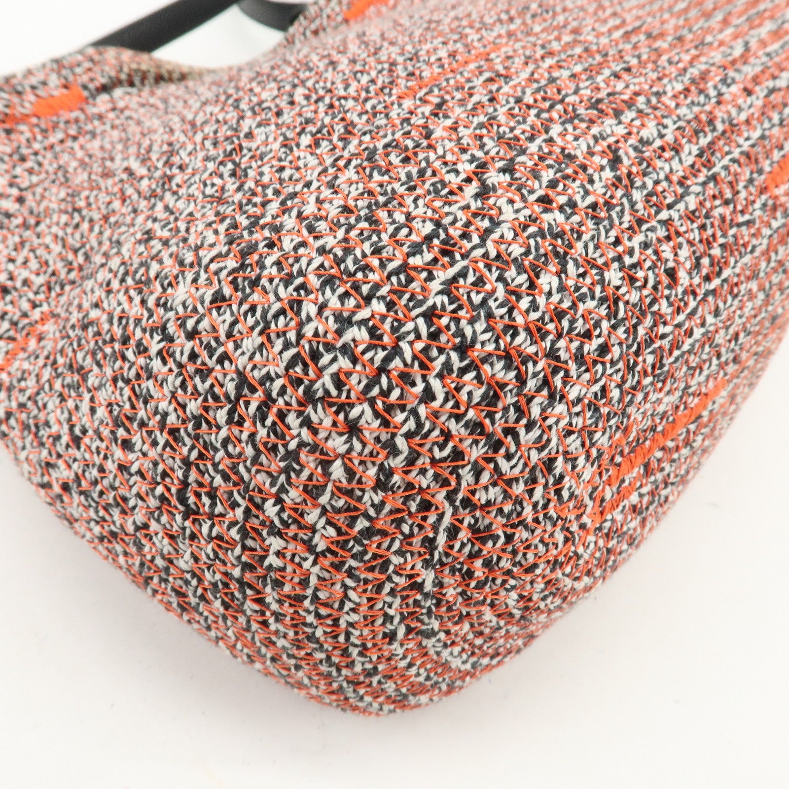 BALENCIAGA Zigzagger Canvas Leather 2Way Hand Bag Orange Black