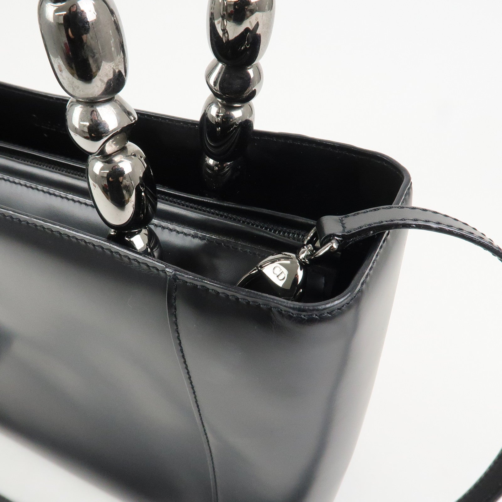 Christian Dior Maris Pearl Leather 2 Way Bag Hand Bag Shoulder Bag