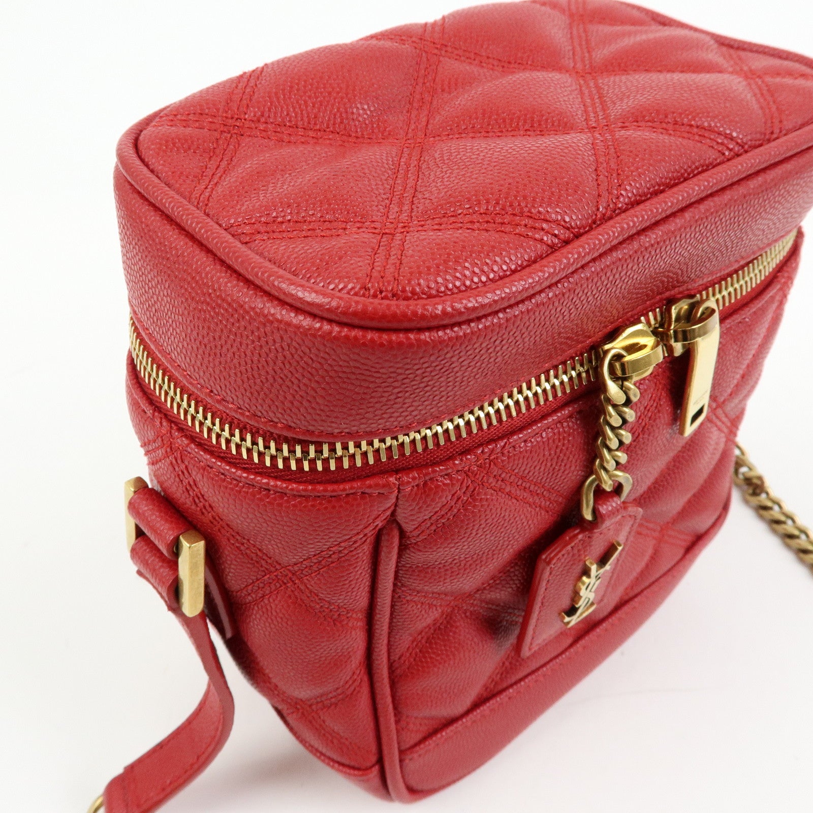 SAINT LAURENT PARIS Cassandra Embossed Leather Vanity Bag 649779