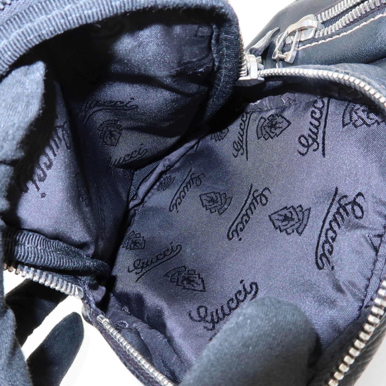 GUCCI Leather Waist Pouch Body Bag Crossbody Bag Black 201846