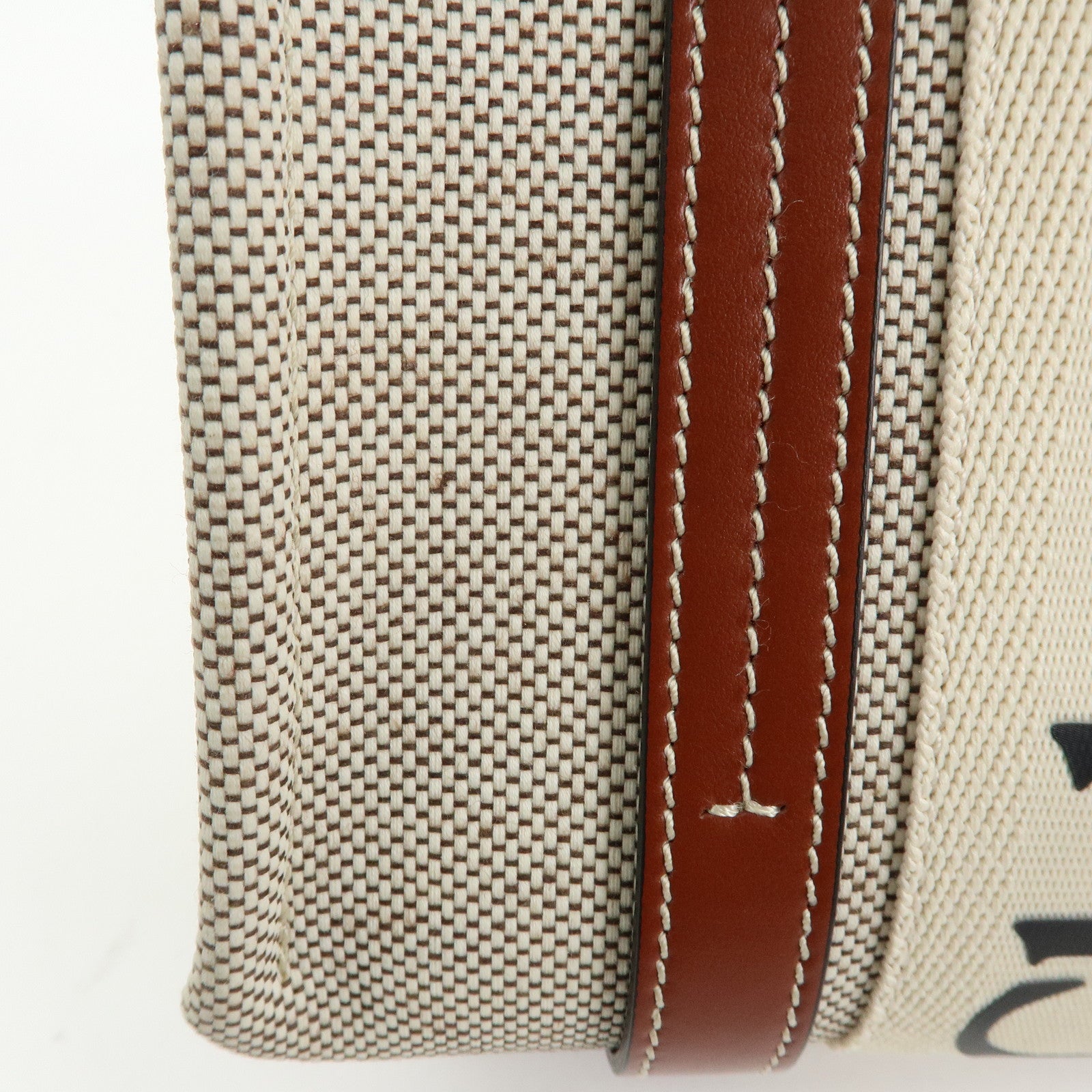 Chloe Woody Canvas Leather 2Way Bag Shoulder Bag Natural Brown