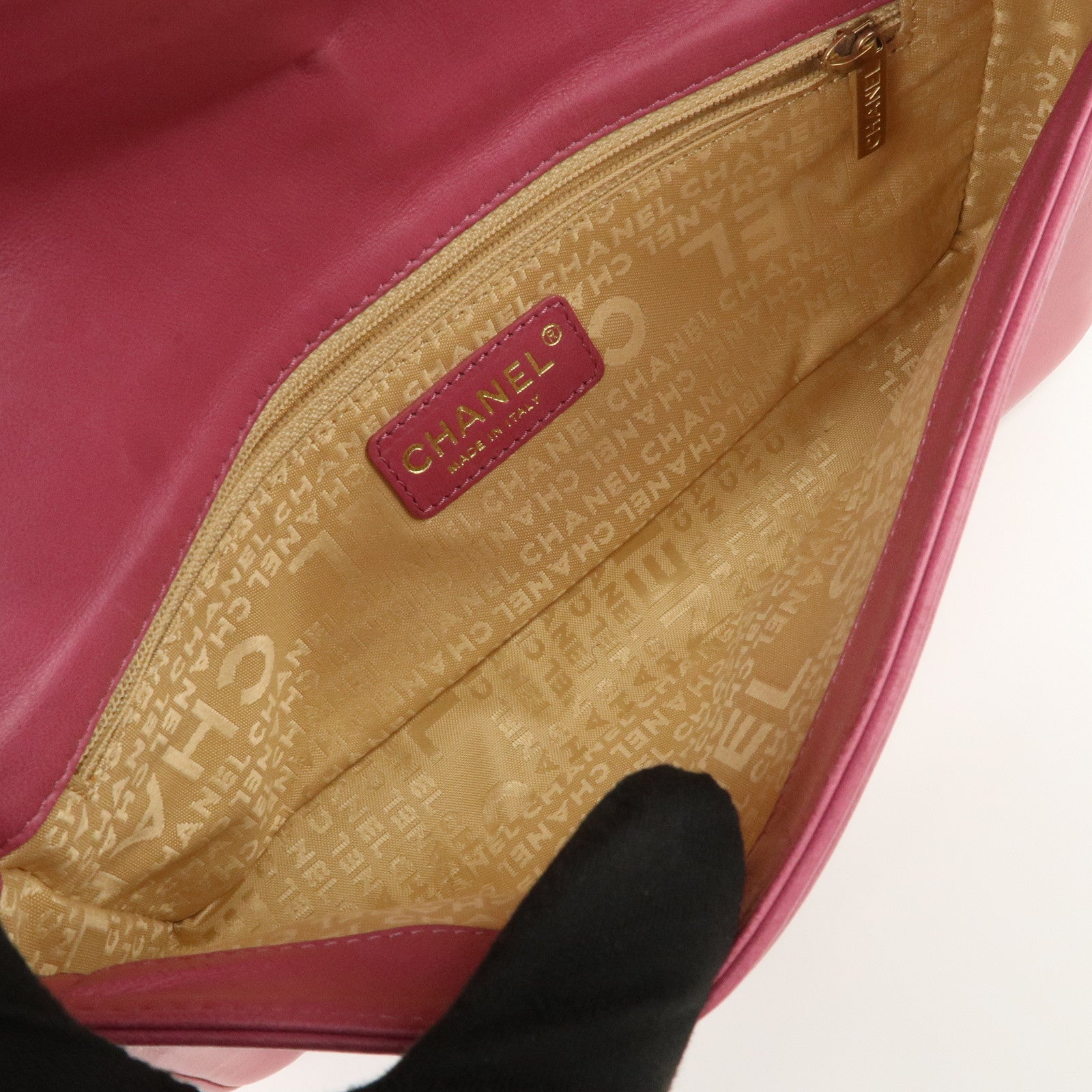 CHANEL COCO Mark Chocolate Bar Lamb Skin Shoulder Bag Pink