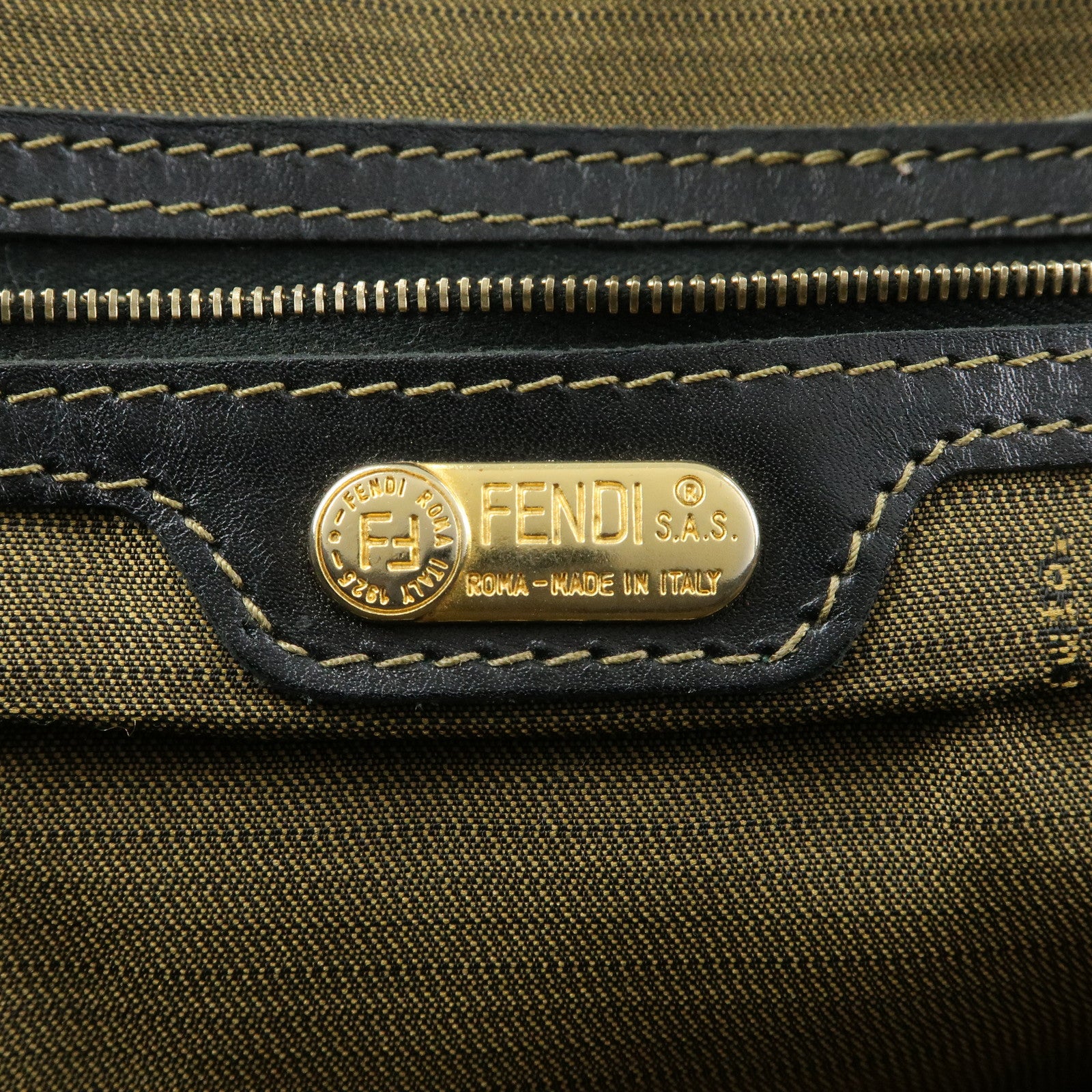 FENDI Zucca Canvas Leather 2Way Bag Hand Bag Shoulder Bag Brown