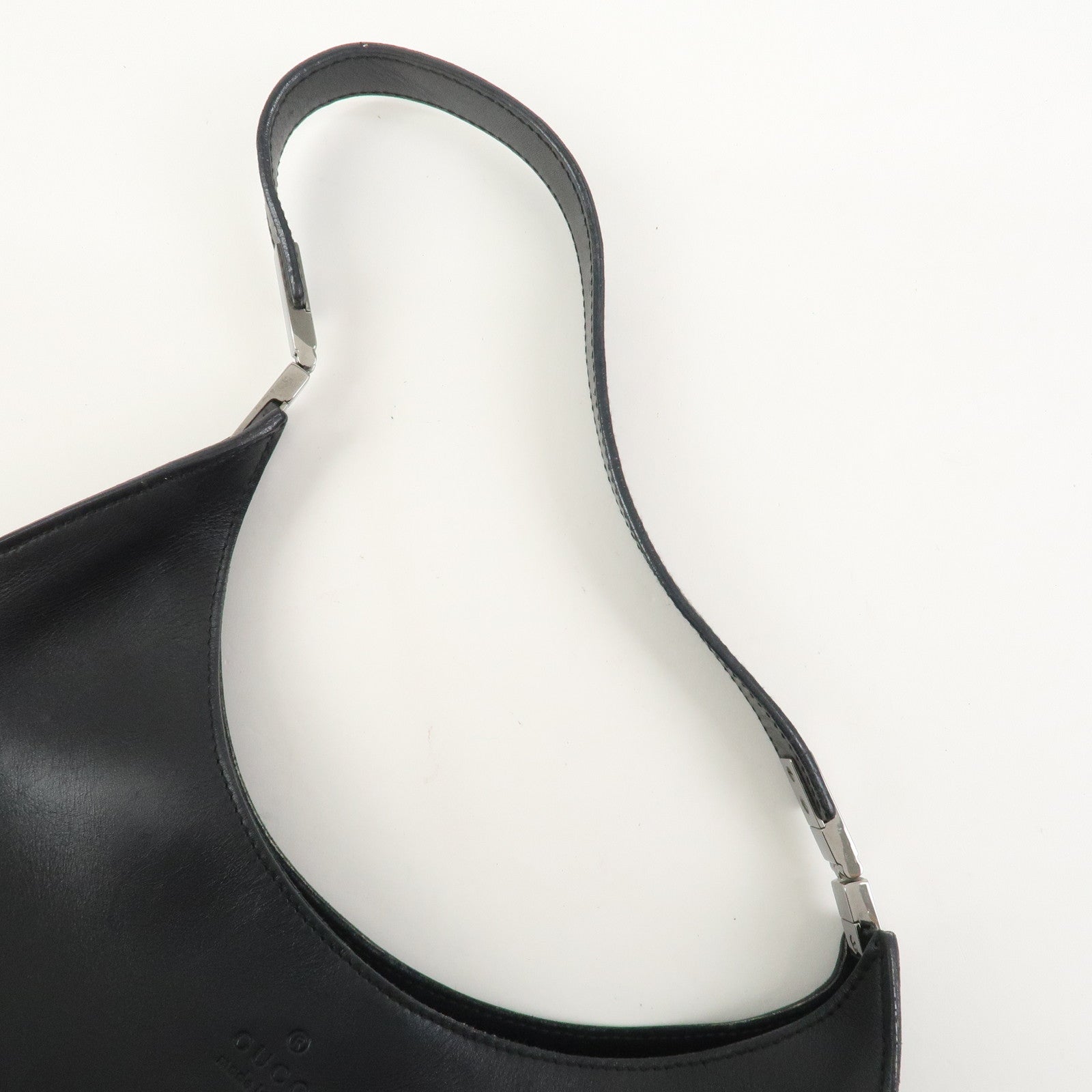 GUCCI Logo Leather Shoulder Bag Hand Bag Black 001繝サ3767