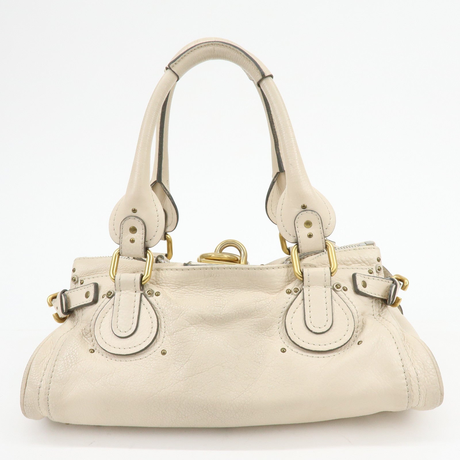 Chloe Paddington Leather Hand Bag Boston Bag Shoulder Bag Ivory