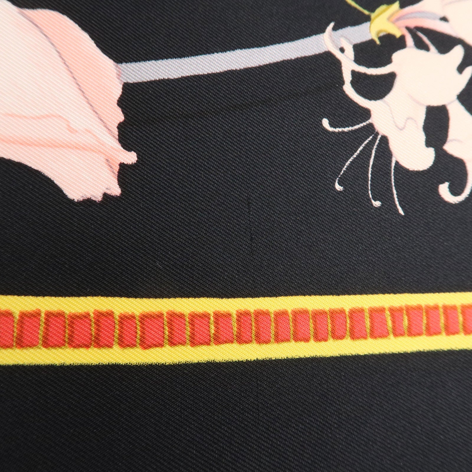 HERMES Carre 90 Silk 100% Scarf MATSUZAKAYA Black Multicolor Used