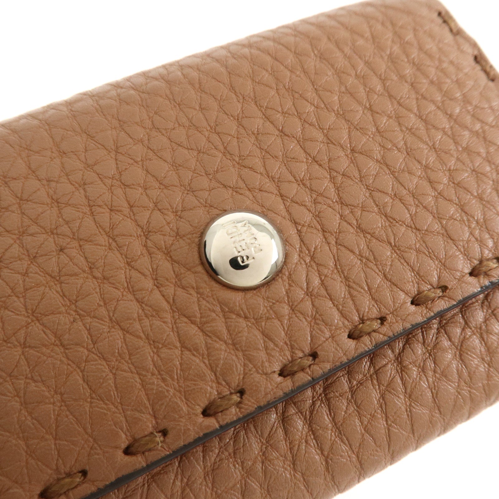 FENDI Selleria Leather 6 Rings Key Case 8AP079 Brown