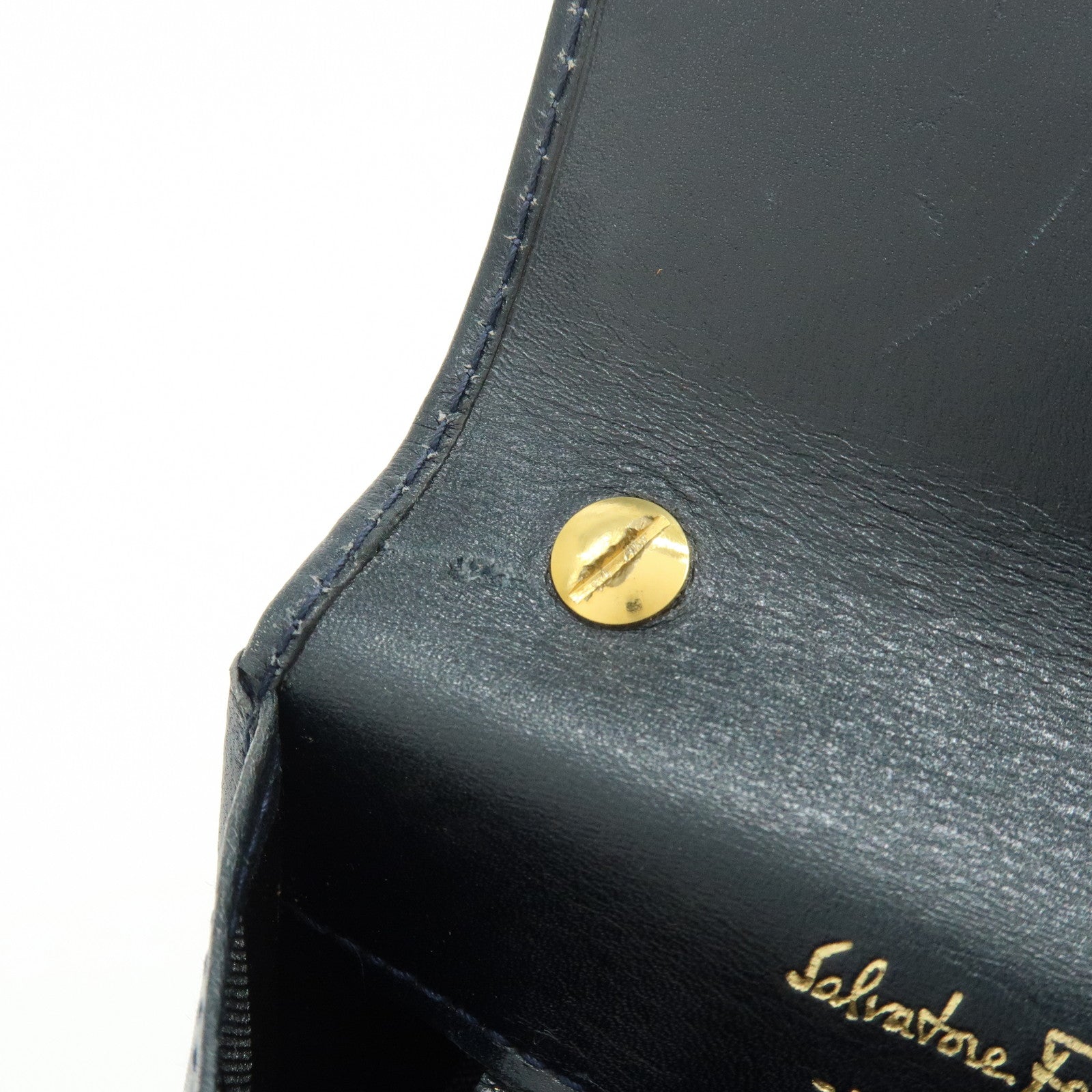 Ferragamo Gancini Leather Mini Shoulder Bag Crossbody Bag Navy