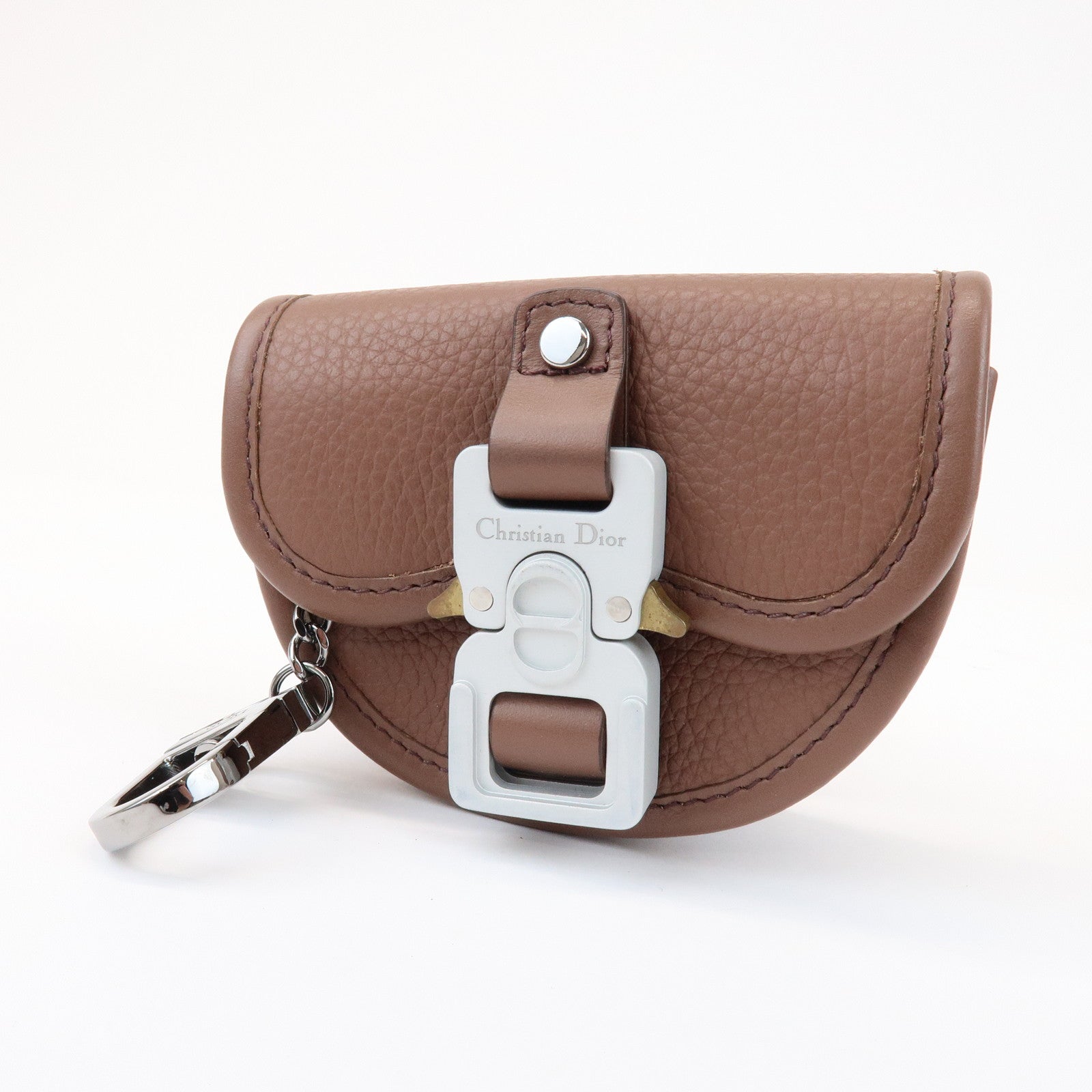 Christian Dior Leather Gallop Nano Pouch Coin Case Key Case Brown