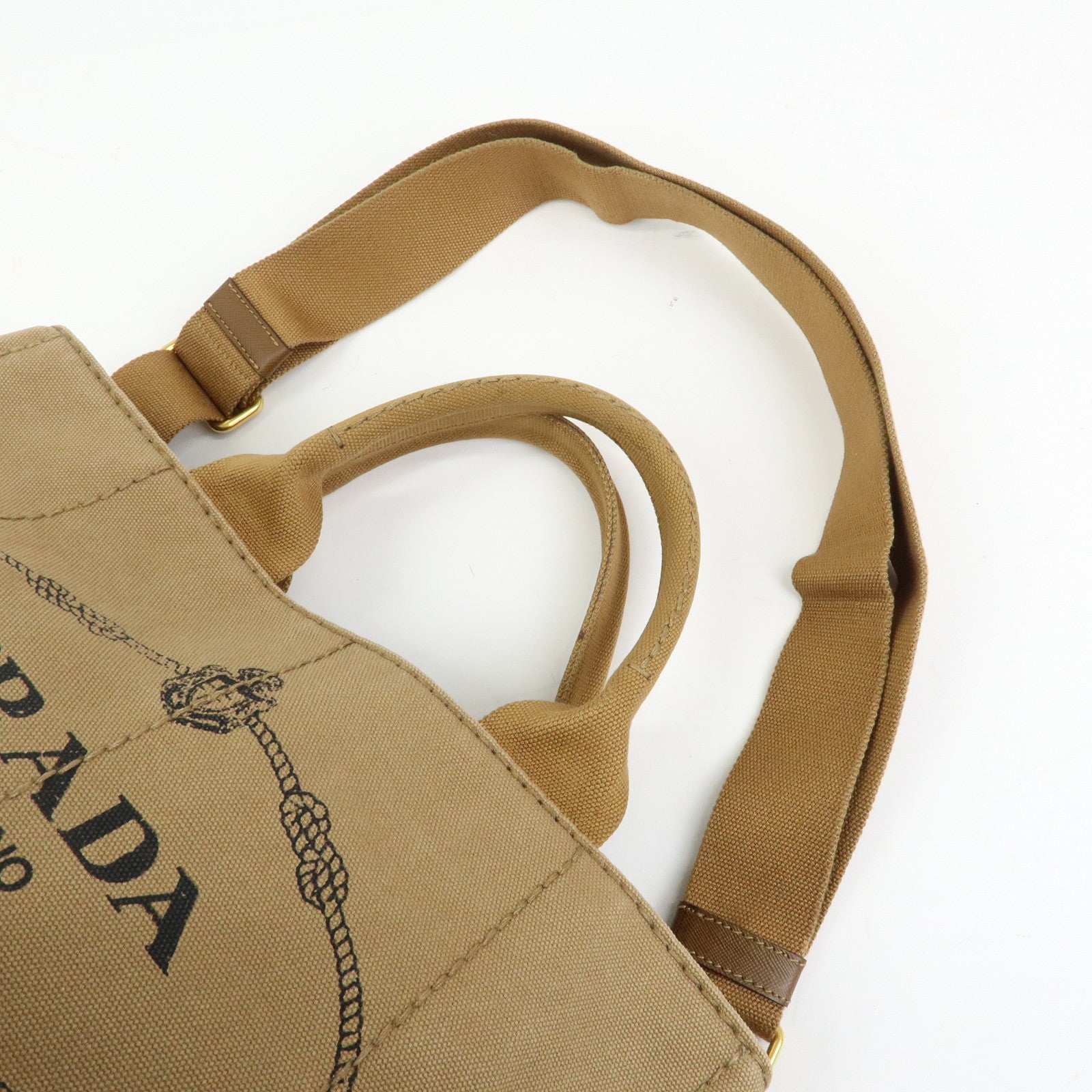 PRADA Triangle Logo CANAPA Canvas 2Way Bag Hand Bag Shoulder Bag