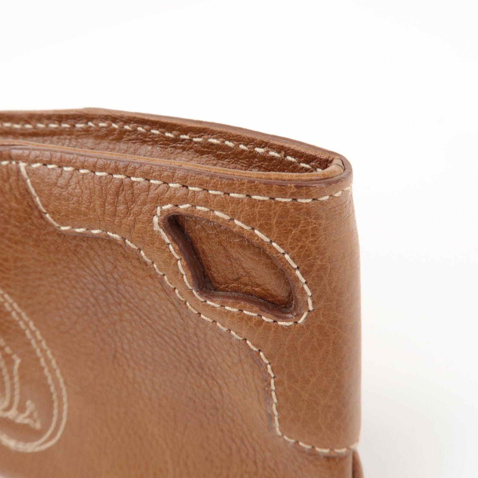 Cartier Marcello de Cartier 2C Logo Leather Pouch Wrist Bag Brown