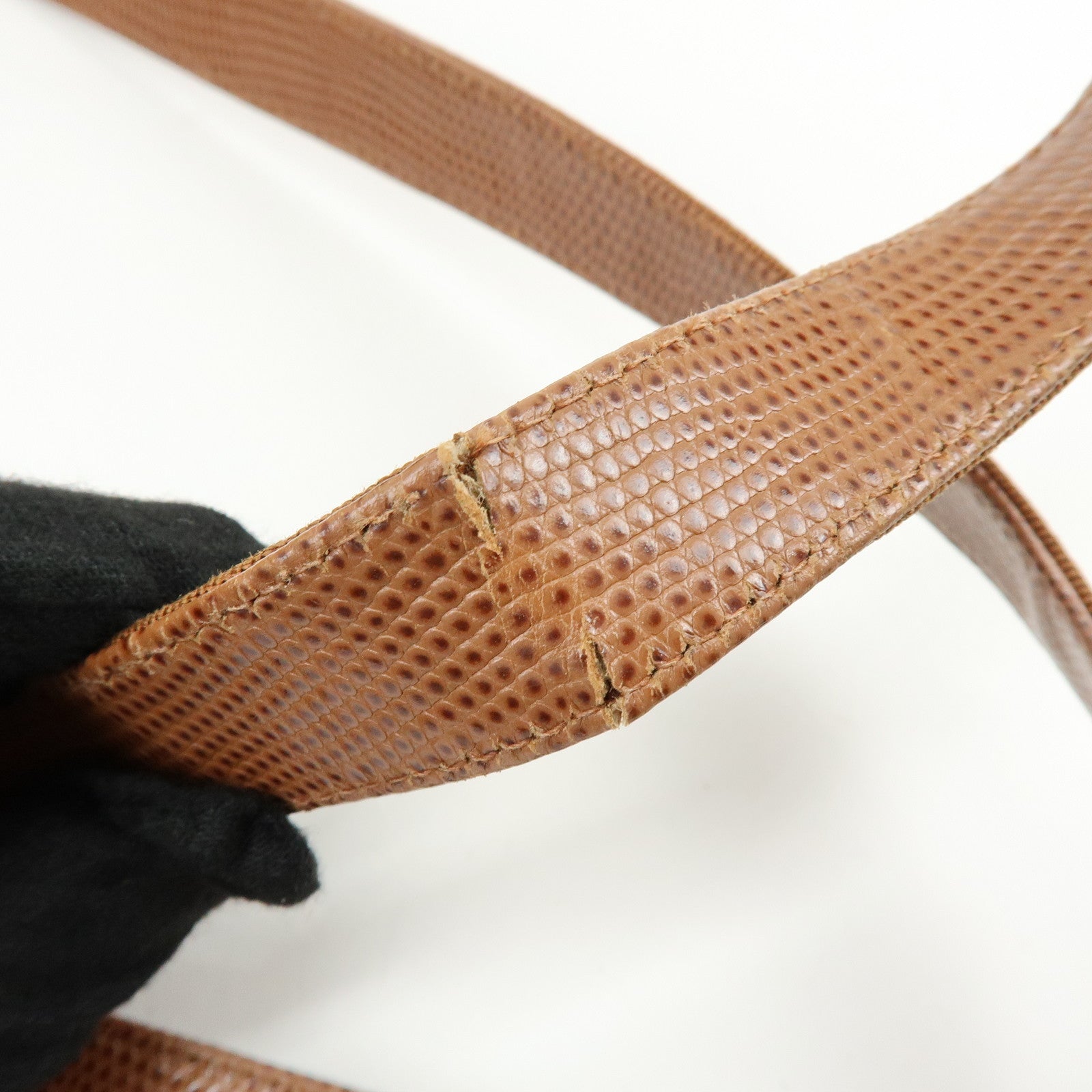 Ferragamo Vara Embossed Leather Tote Bag Shoulder Bag Brown