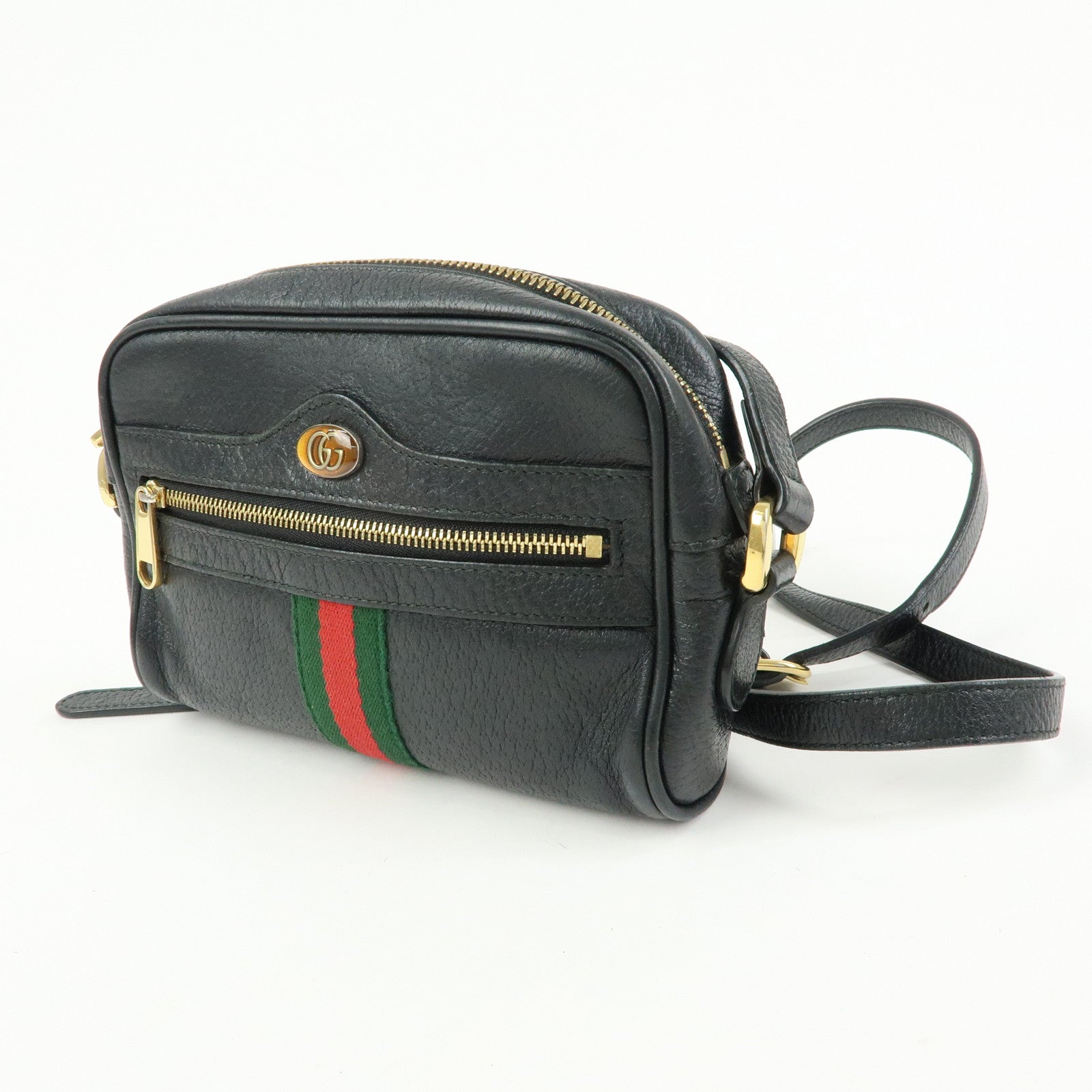 GUCCI Sherry Ophidia Leather Shoulder Crossbody Bag Black 517350